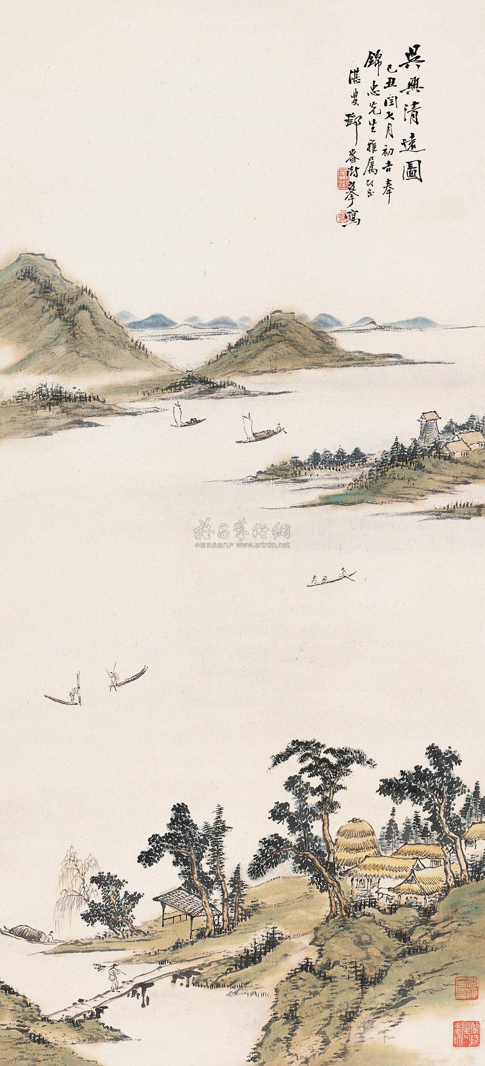 0268 1949年作 吴兴清远图 镜片 设色纸本