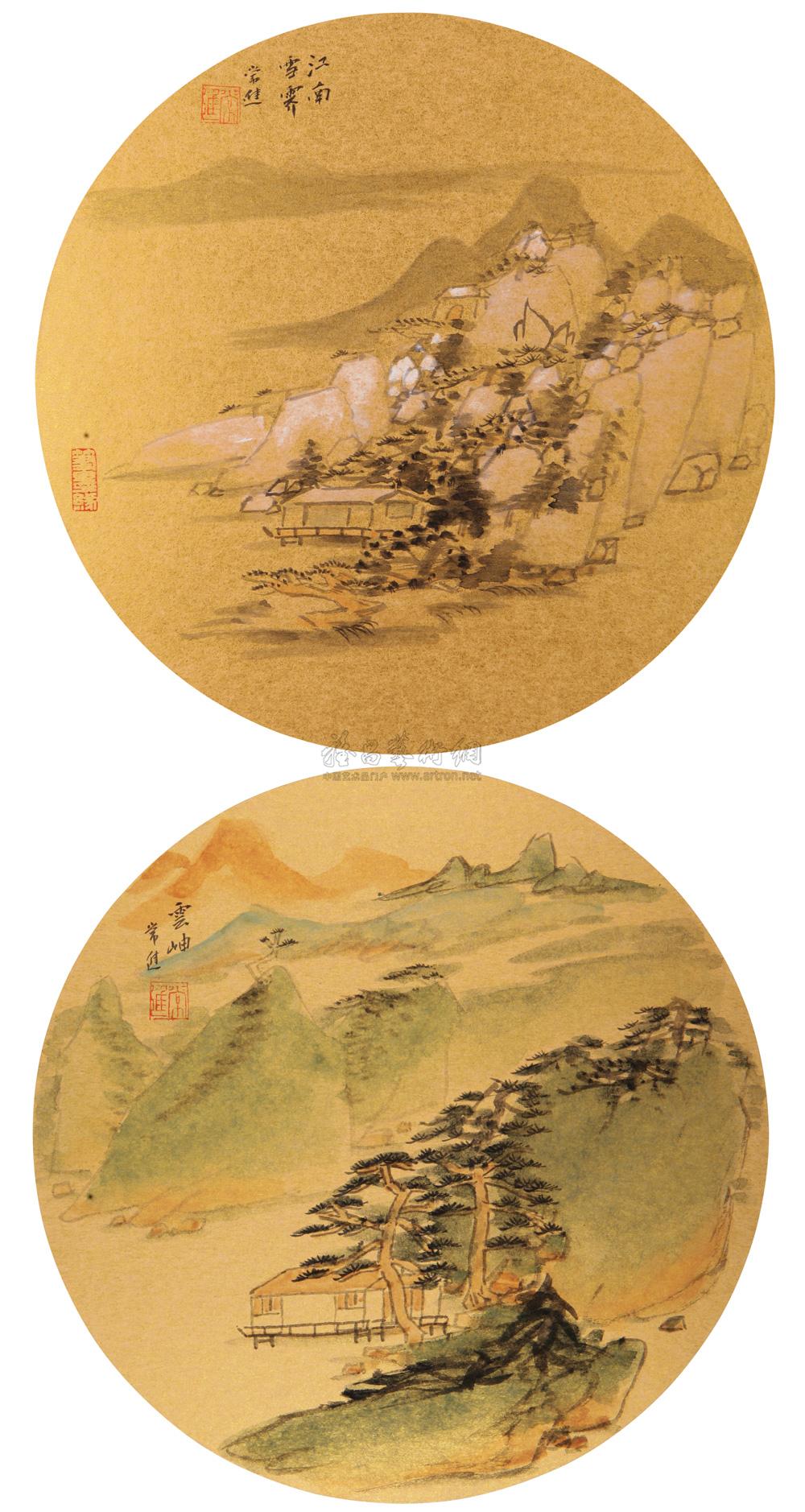 【山水小品 (二帧) 镜心 纸本】拍卖品_图片_价格_鉴赏_绘画_雅昌艺术