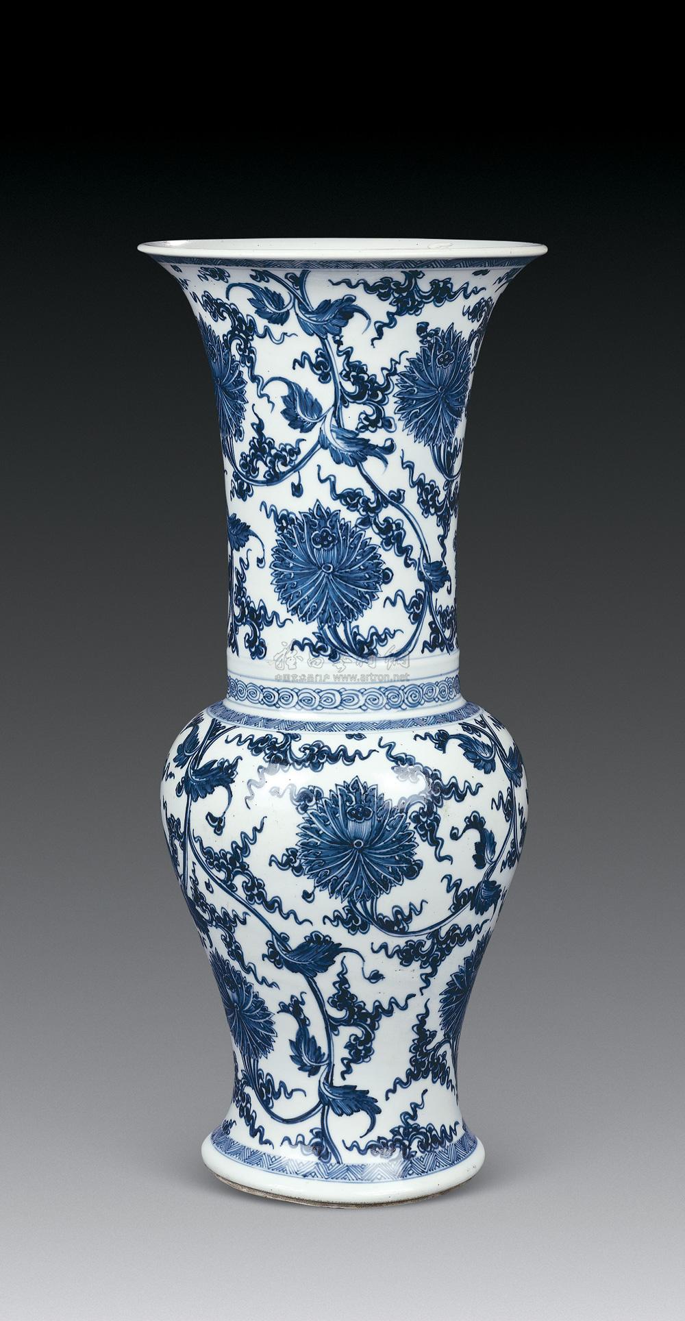 【清康熙 青花缠枝莲花觚】拍卖品_图片_价格_鉴赏_清代青花瓷器_雅昌