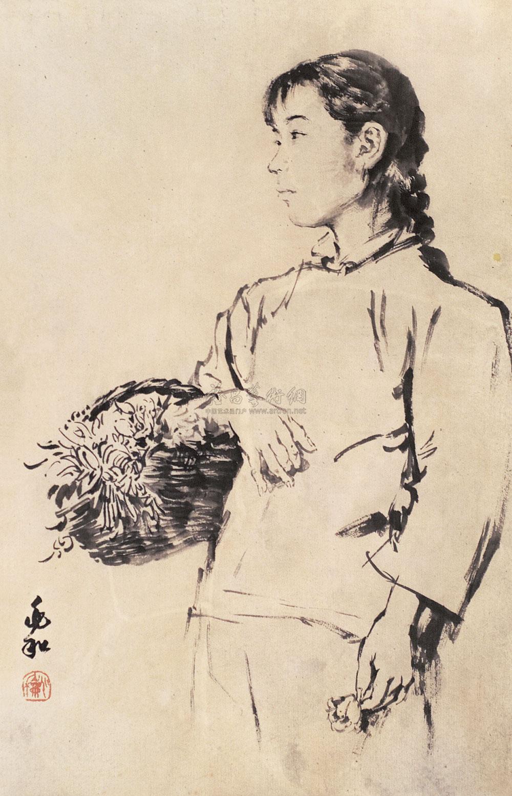 【一篮春色卖遍人间 立轴 水墨纸本】拍卖品_图片_价格_鉴赏_绘画