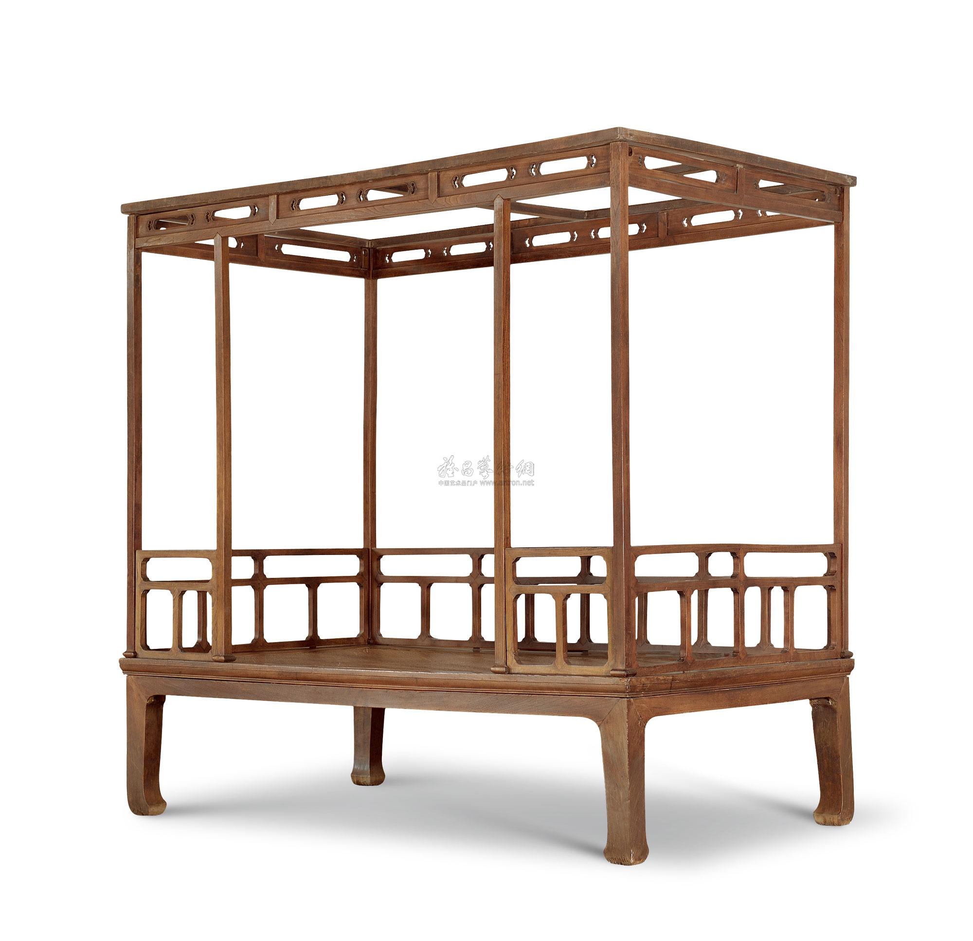 2908 清早期 榉木无束腰马蹄腿架子床