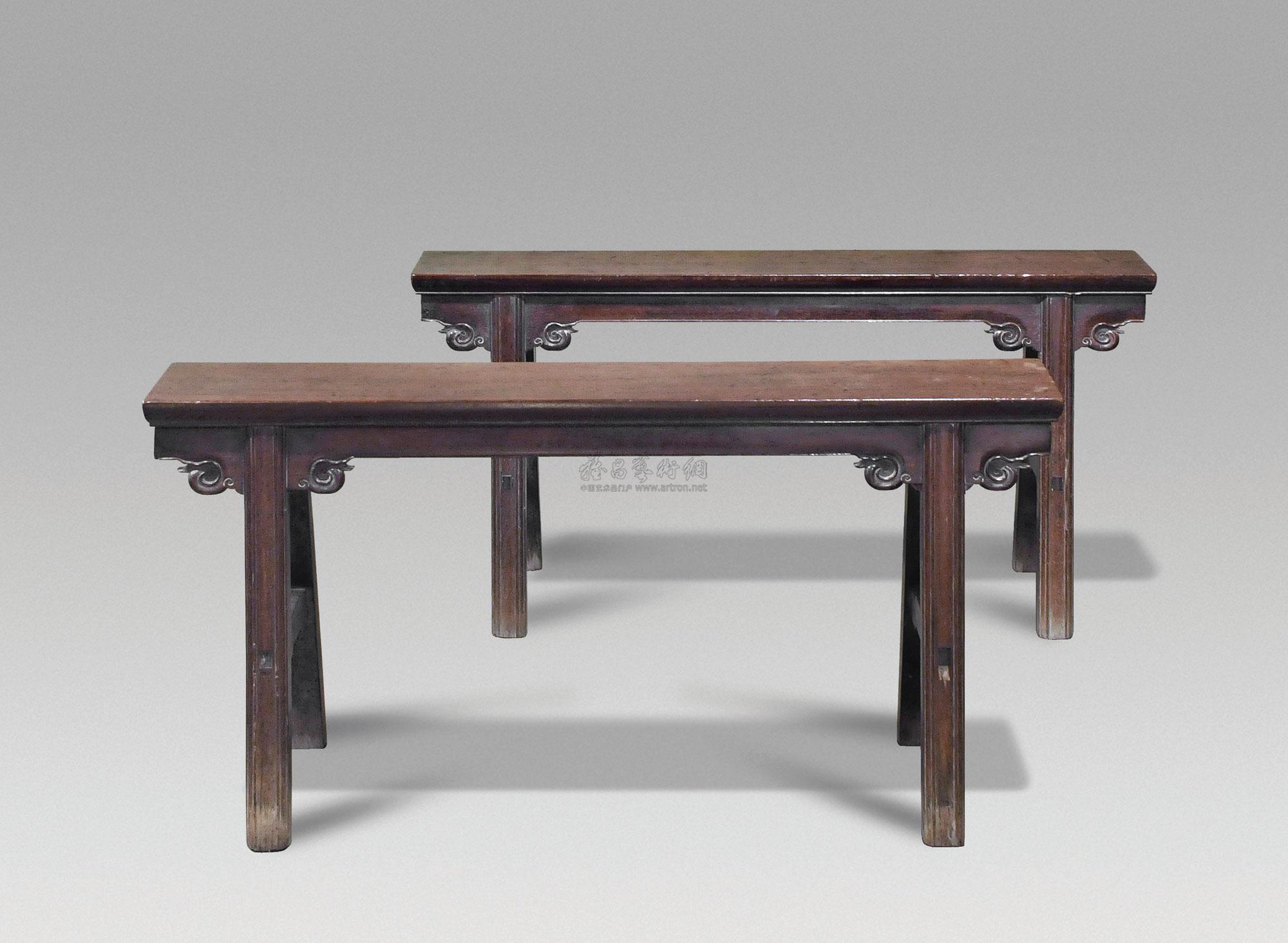 1135 明末清初 黄花梨长条凳 (一对)