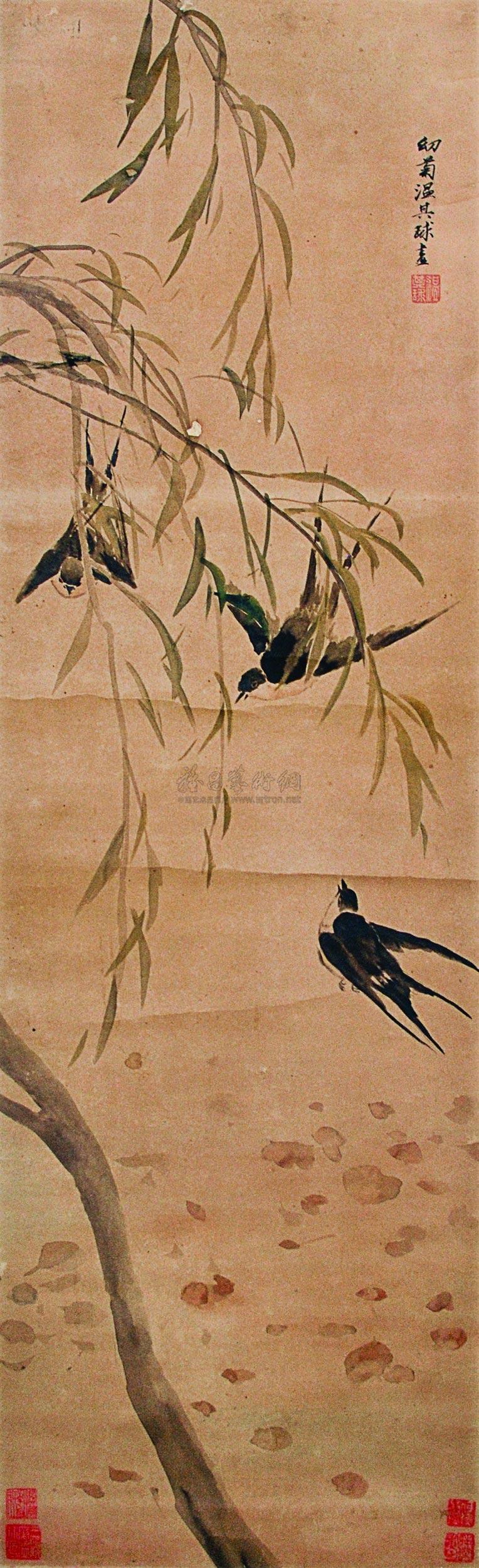 0831 柳燕图 立轴 纸本