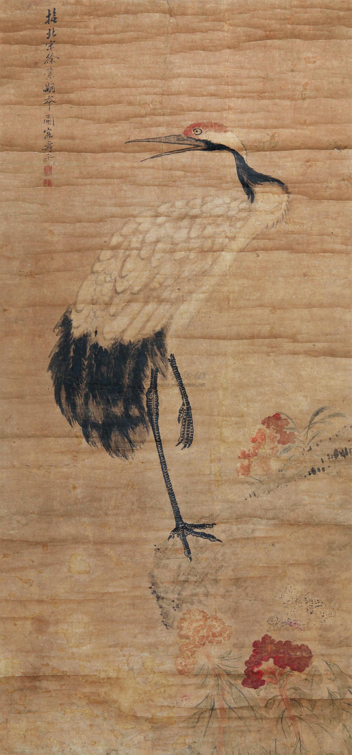 0030 仙鹤 立轴 绢本