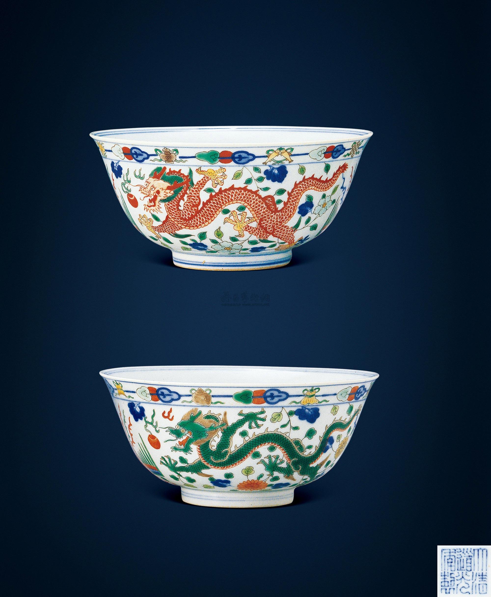 【清道光 五彩龙凤纹碗 (二件)】拍卖品_图片_价格_鉴赏_清代五彩瓷器