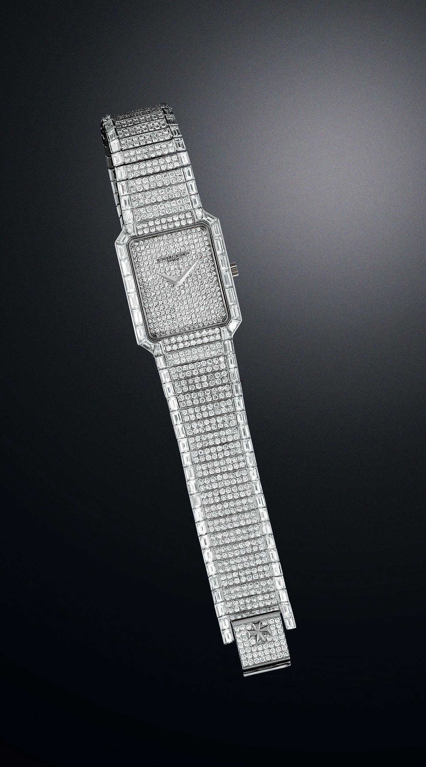 4188 江诗丹顿 950铂金 手动上弦镶钻腕表 密镶钻表盘