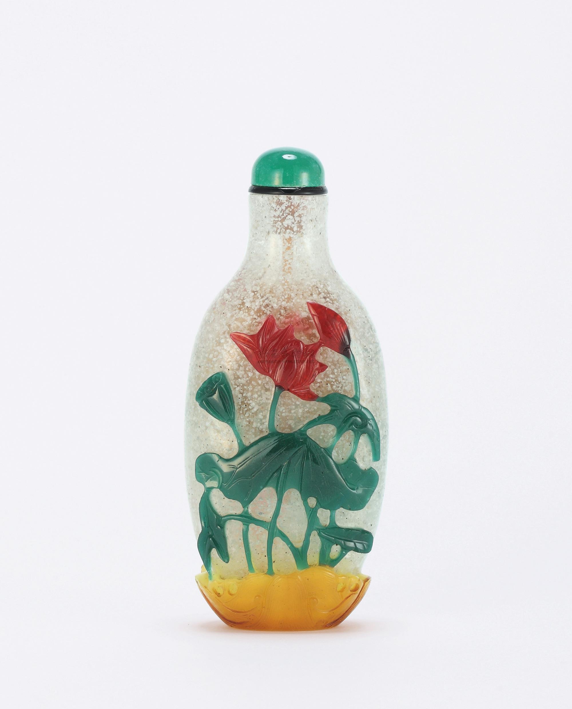 【清 珍珠地荷花套三色鼻烟壶】拍卖品_图片_价格_鉴赏_鼻烟壶其它类