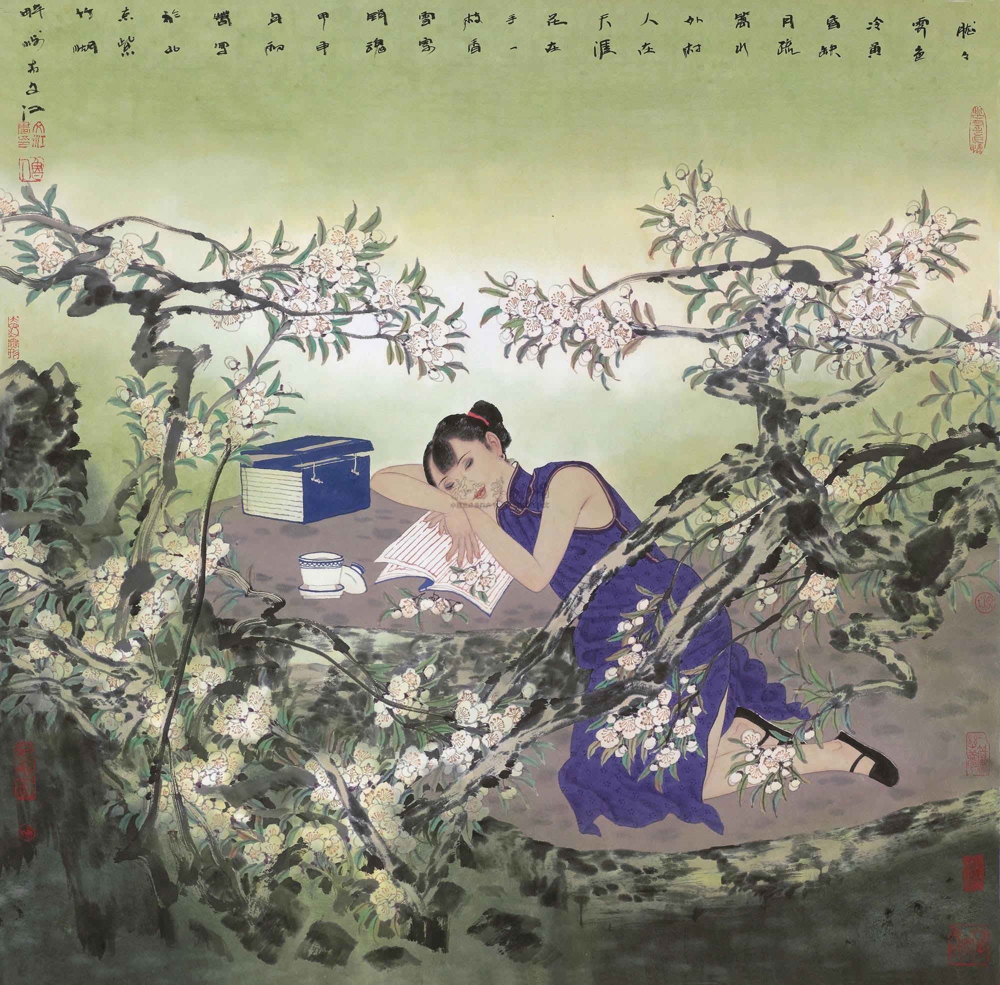 0093 2004年作 读书图 镜心 设色纸本