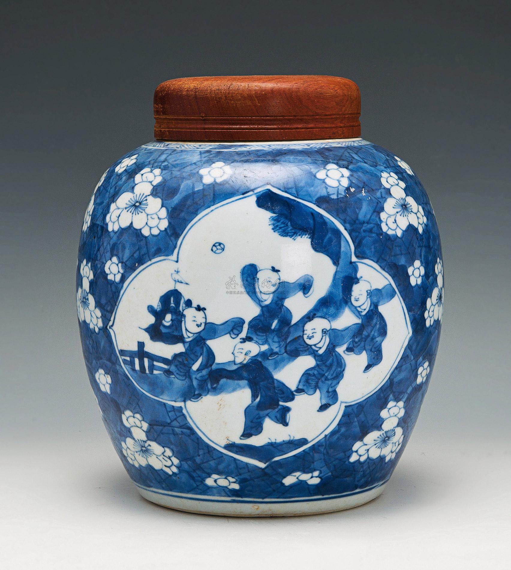 0652 康熙 青花婴戏纹罐