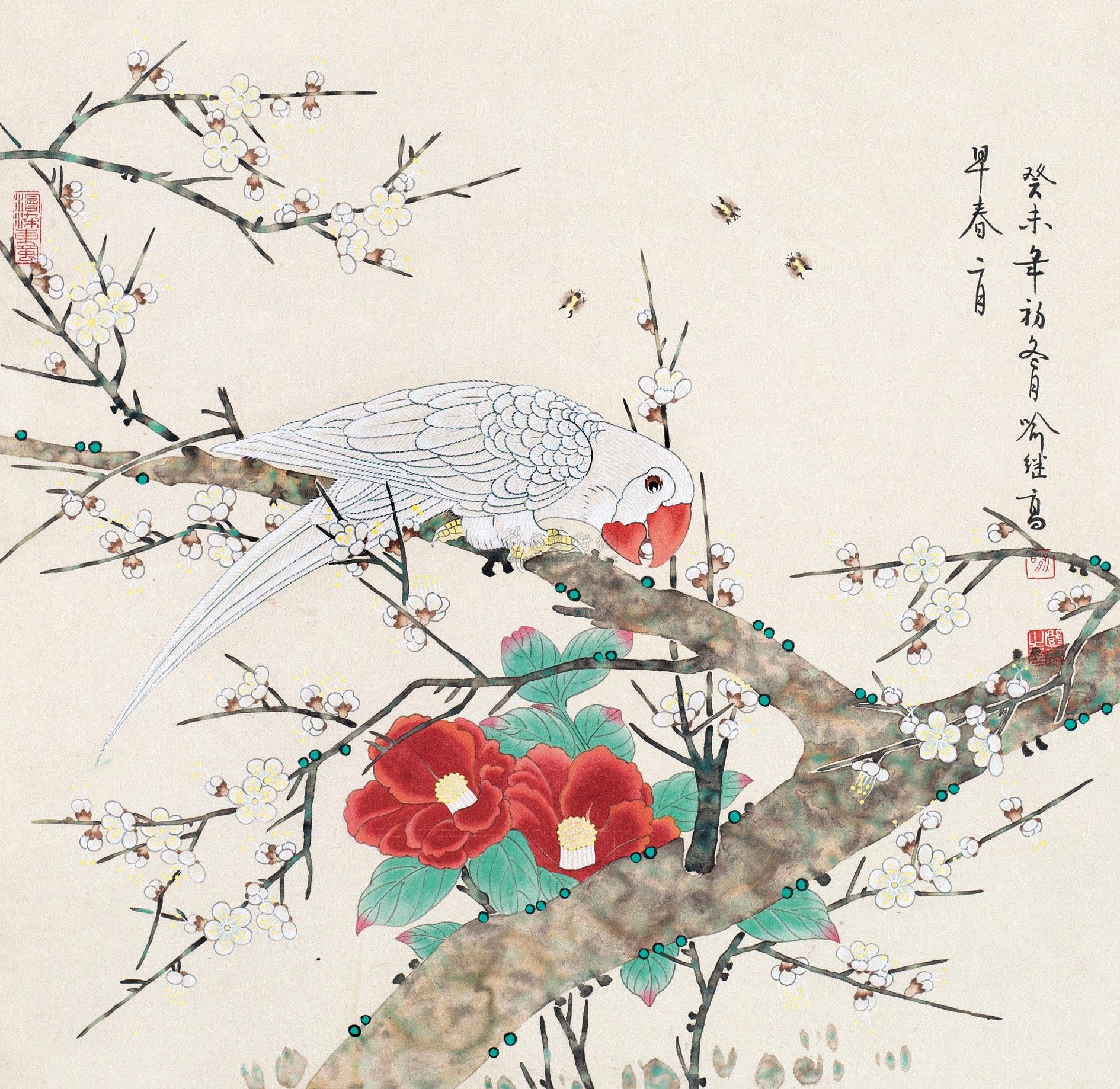 【工笔花鸟 立轴 设色纸本】拍卖品_图片_价格_鉴赏_绘画_雅昌艺术品