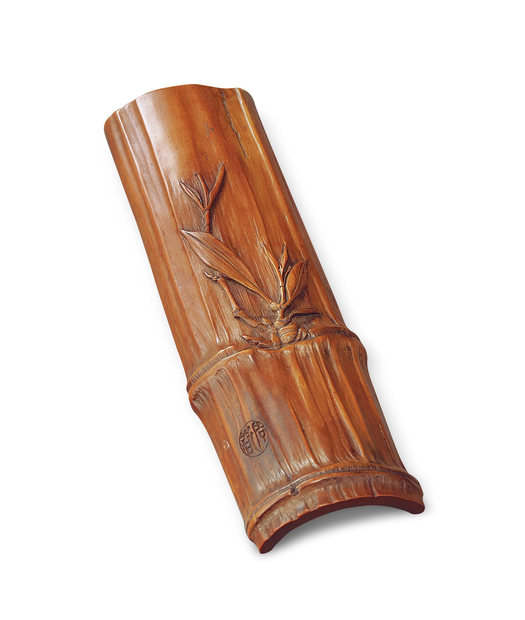 1238 黄杨雕竹茶量