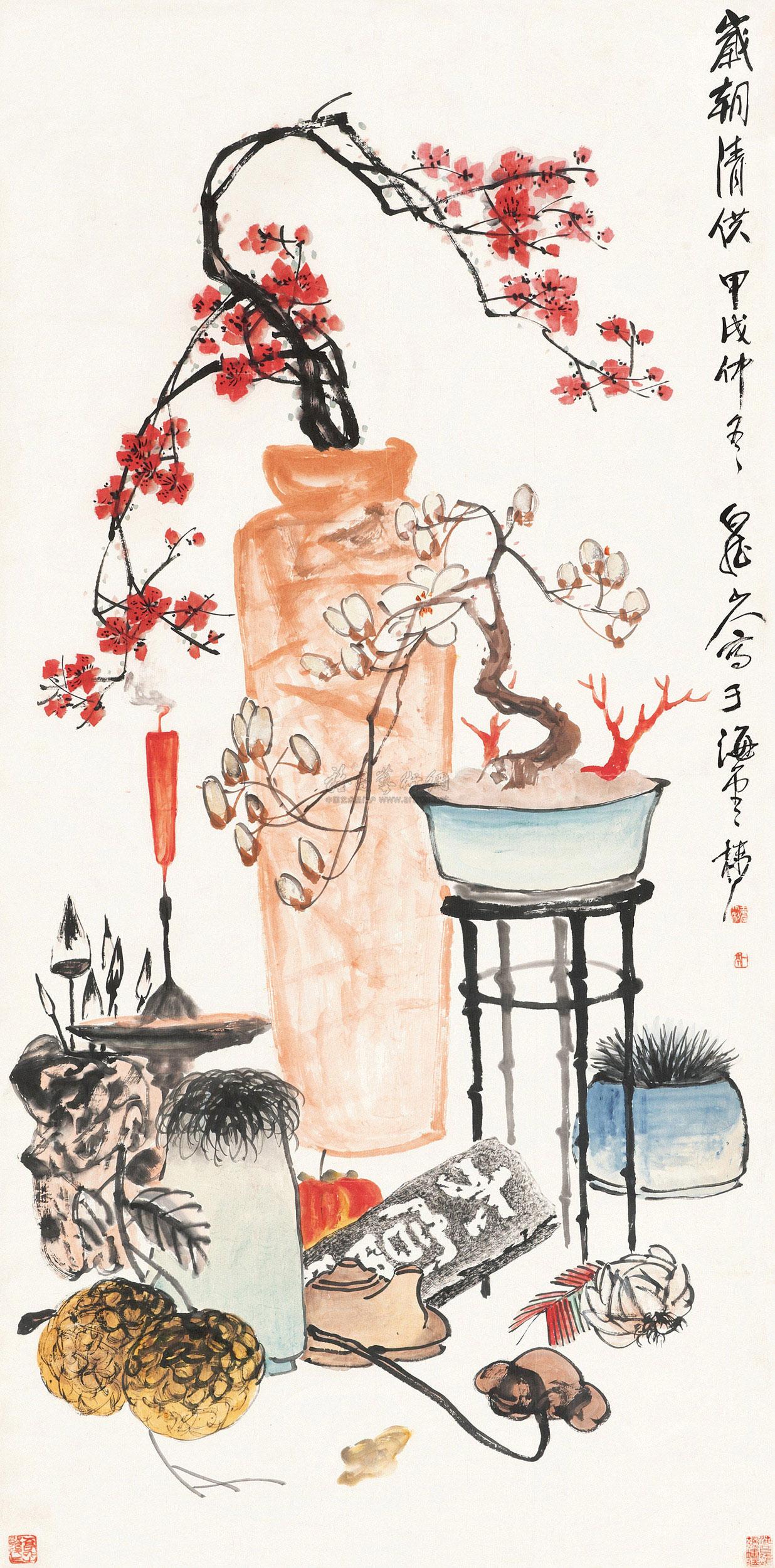 1569 岁朝清供 (一件) 立轴 纸本