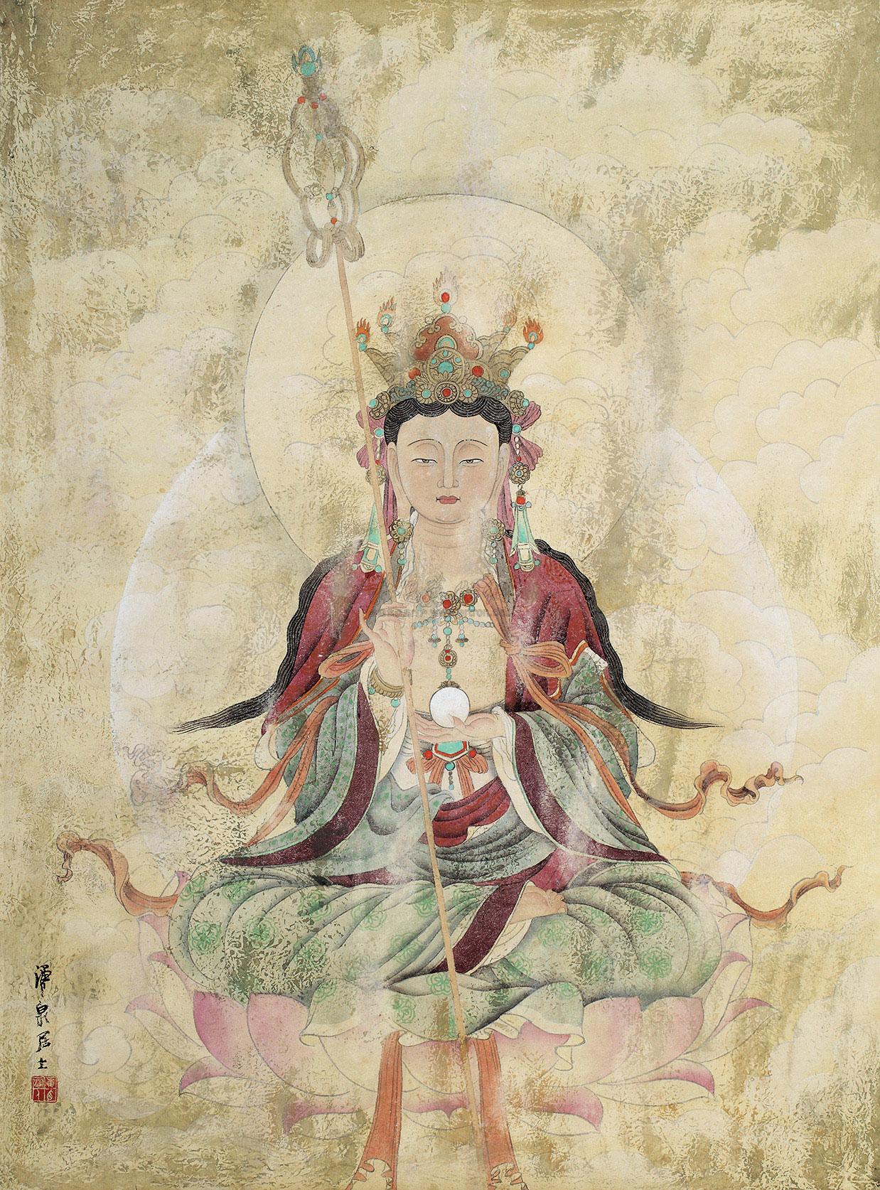 0273 药师佛 镜心 设色纸本