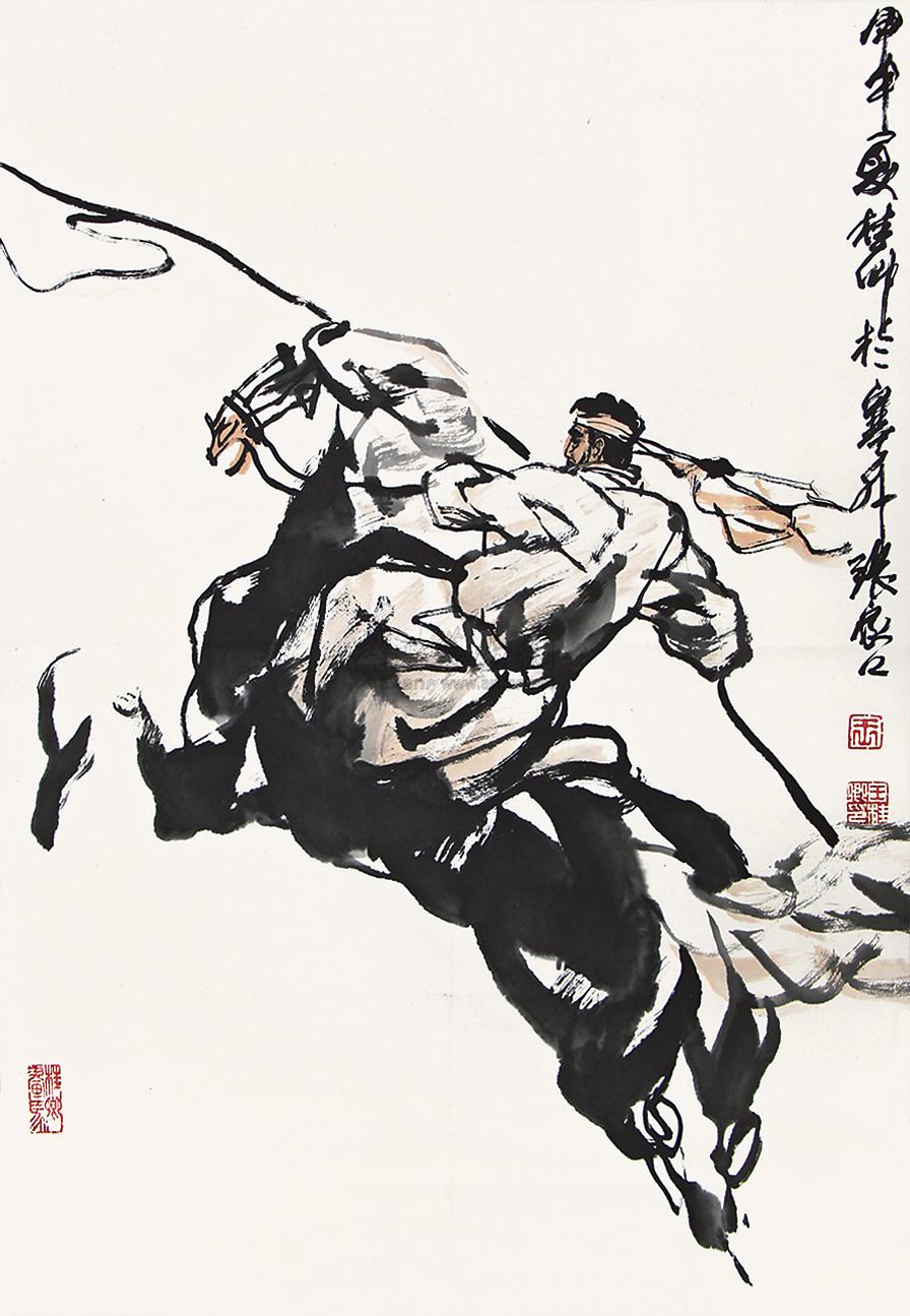 0039 牧马人 立轴 设色纸本