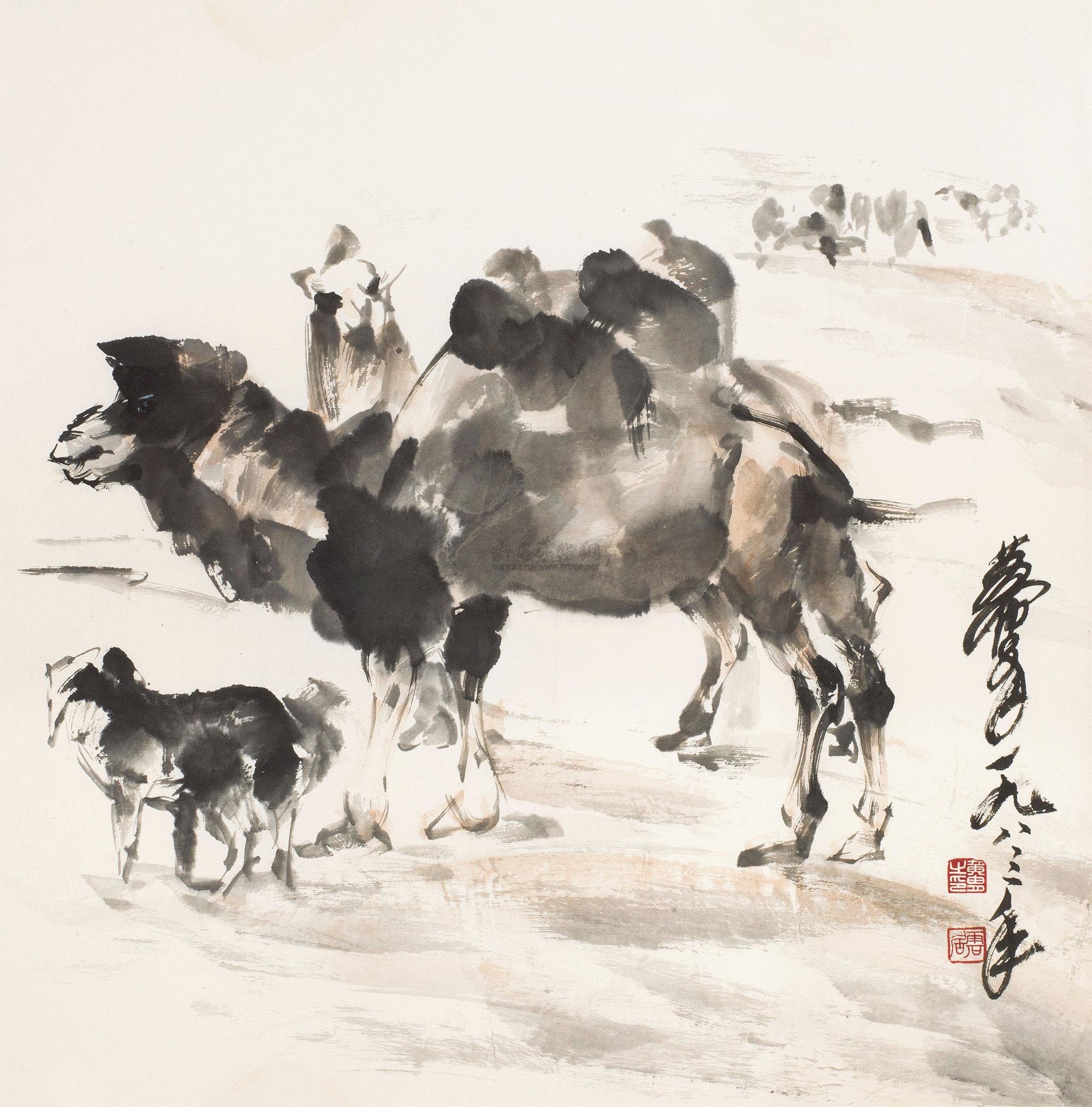 骆驼水墨画法图片
