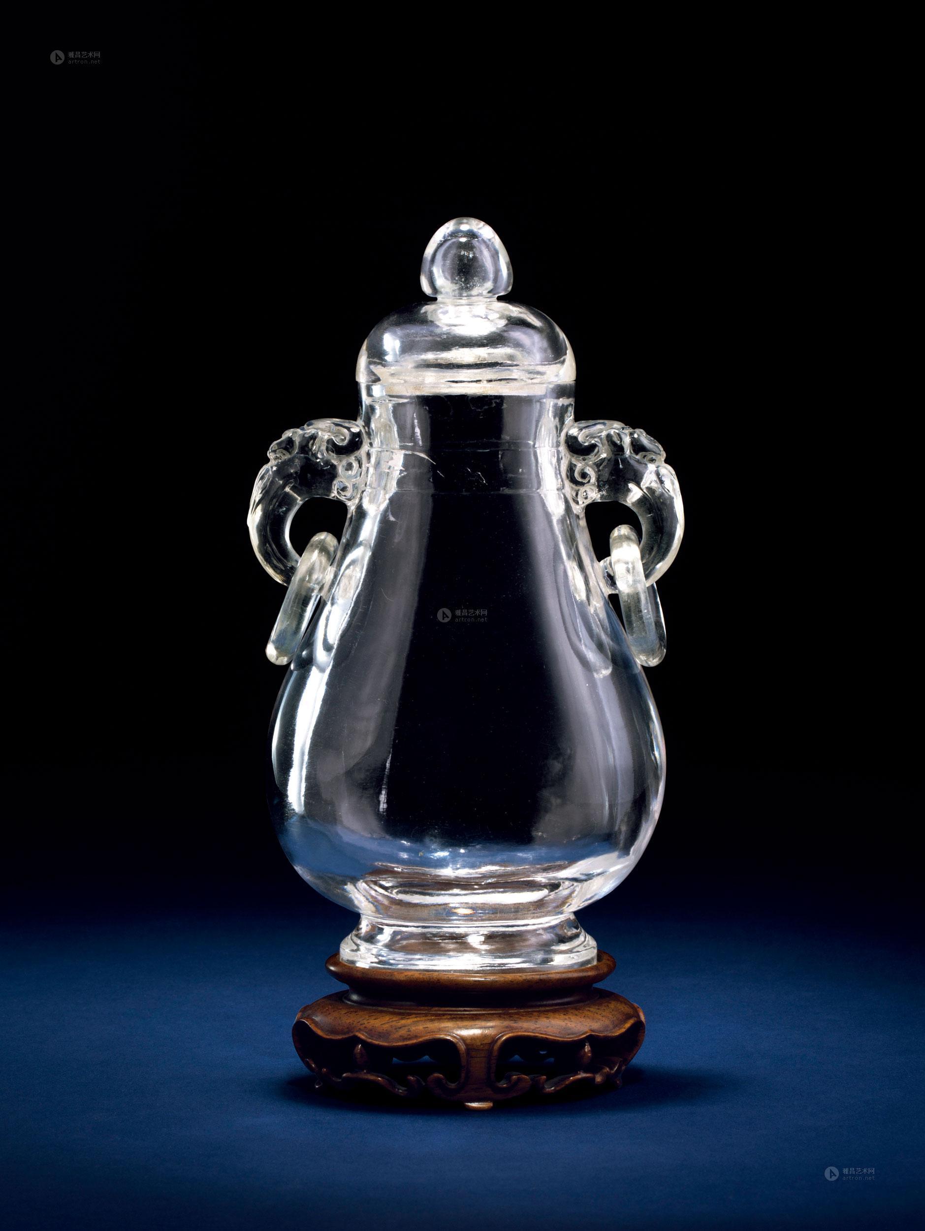 *0103 清 白水晶兽耳活环瓶