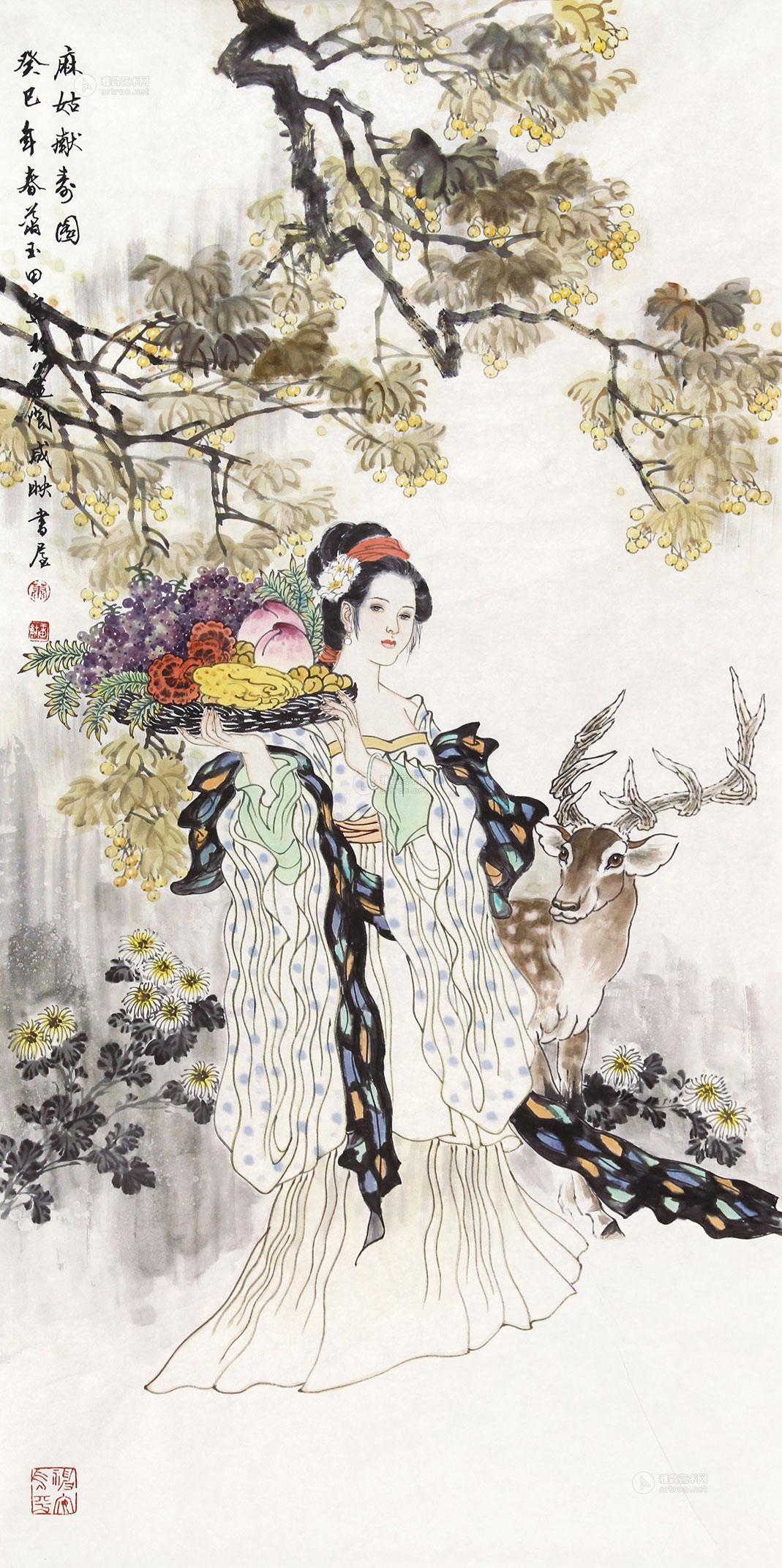 0709 麻姑献寿图 软片 设色纸本