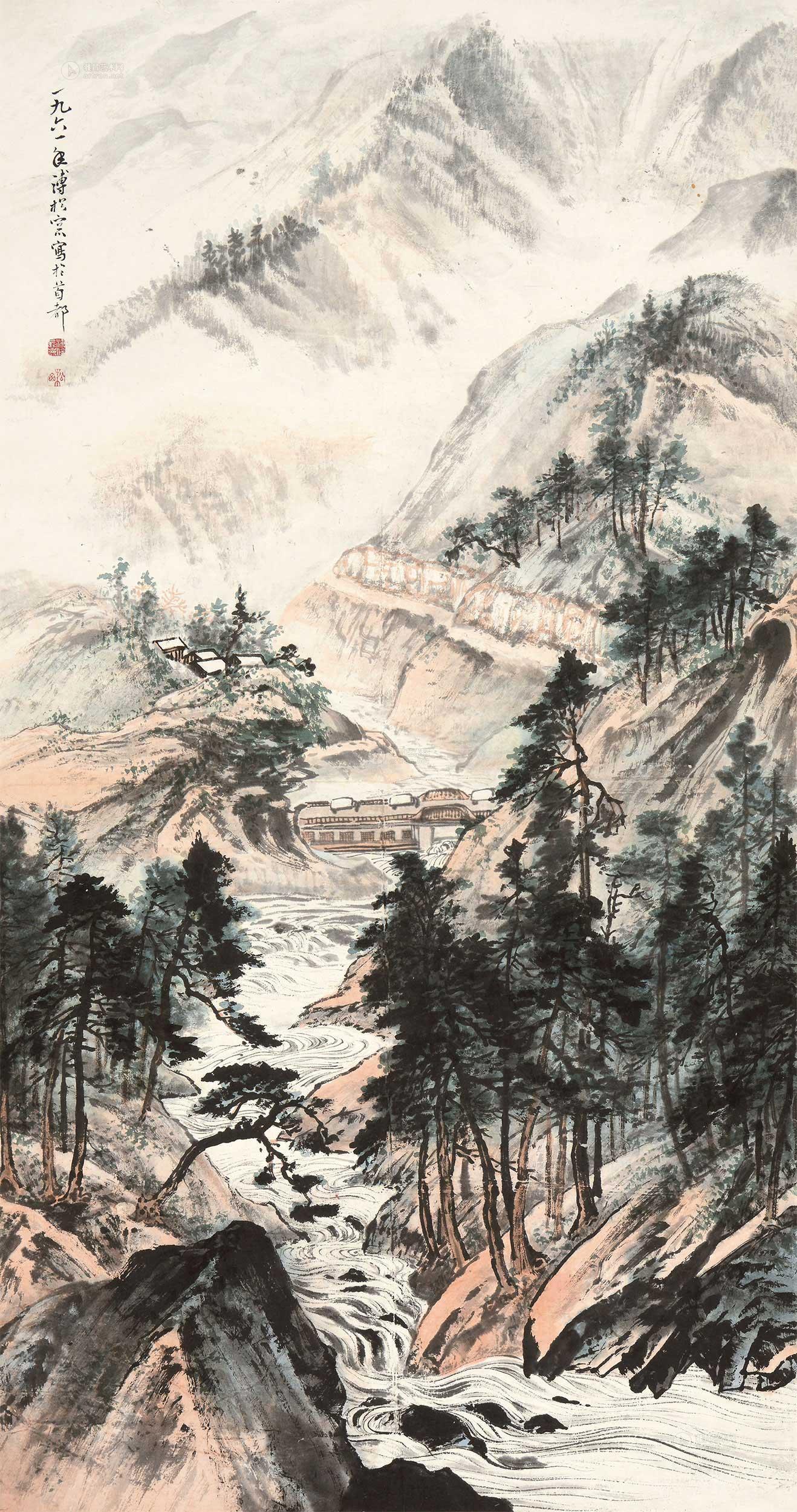 0244 山乡巨变 立轴 设色纸本