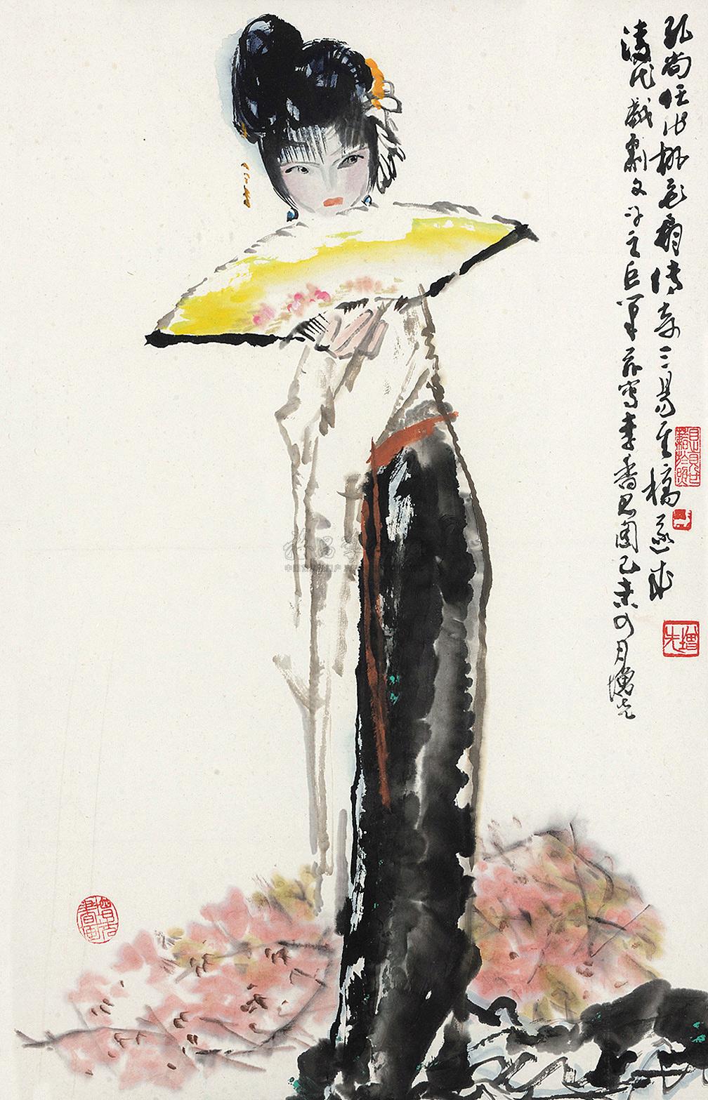 3771 桃花扇人物 镜框 设色纸本