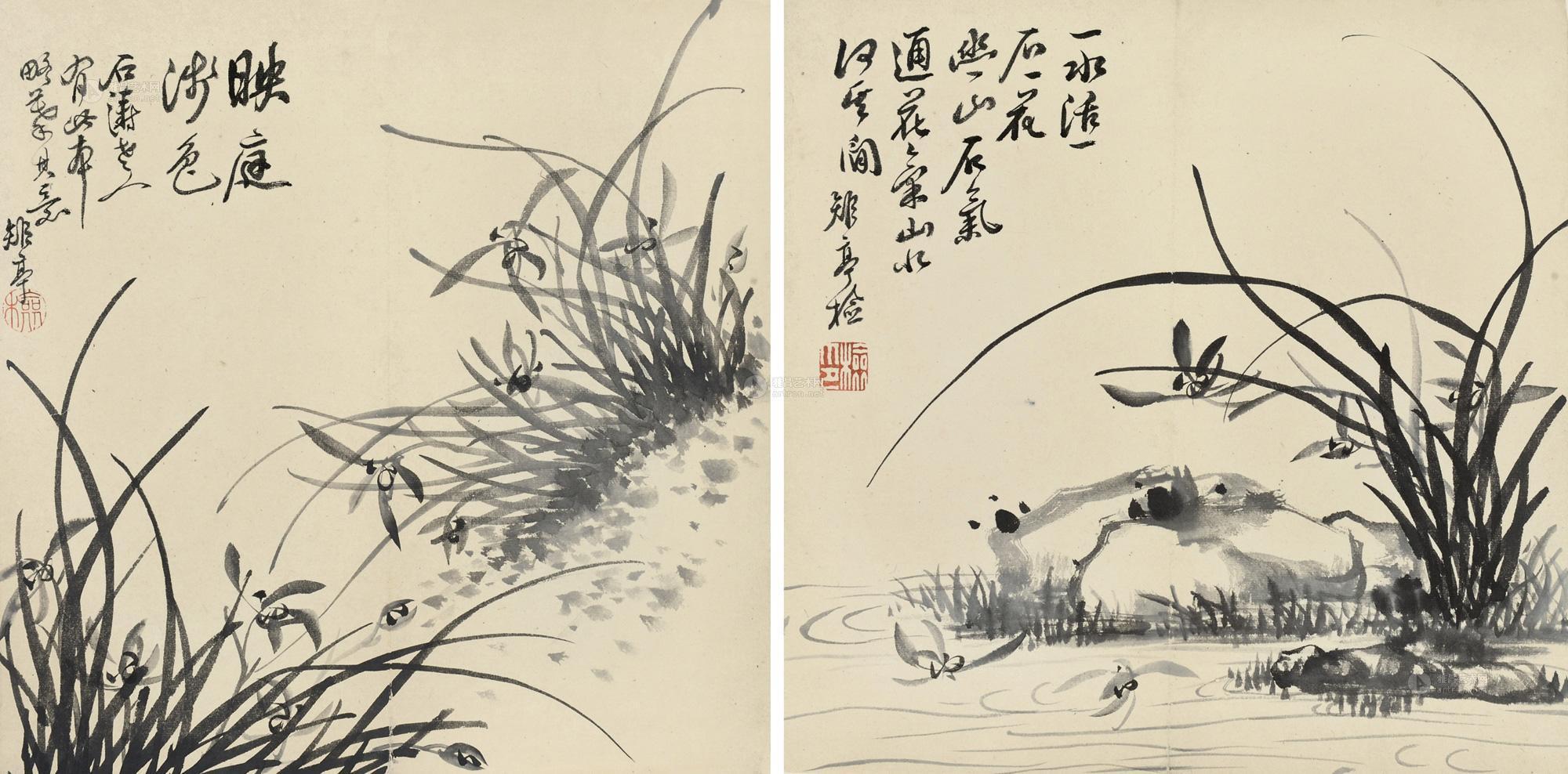 【兰花 册页 (十二开选二)】拍卖品_图片_价格_鉴赏_绘画_雅昌艺术品
