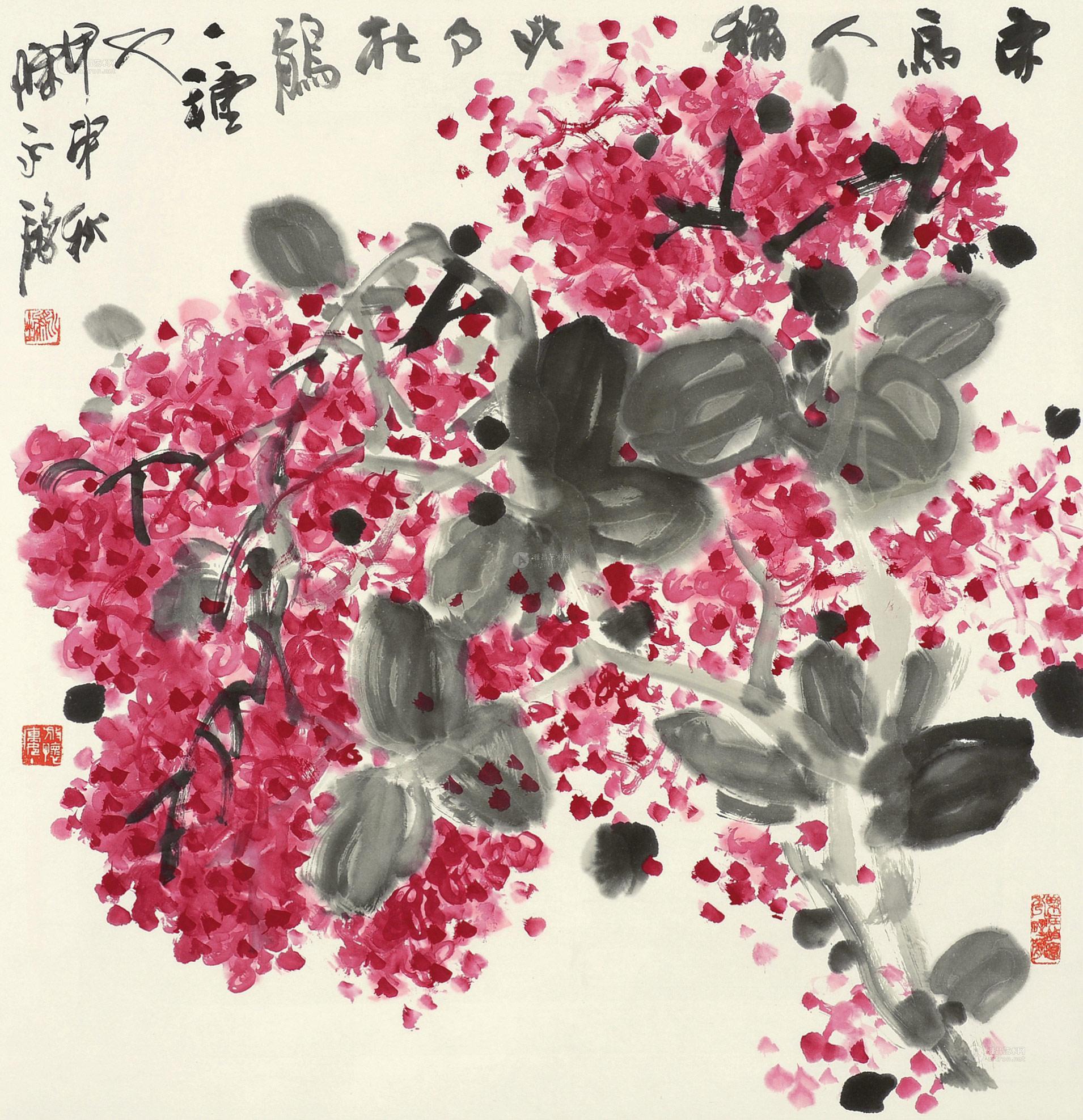 国画大师杜鹃花作品图片