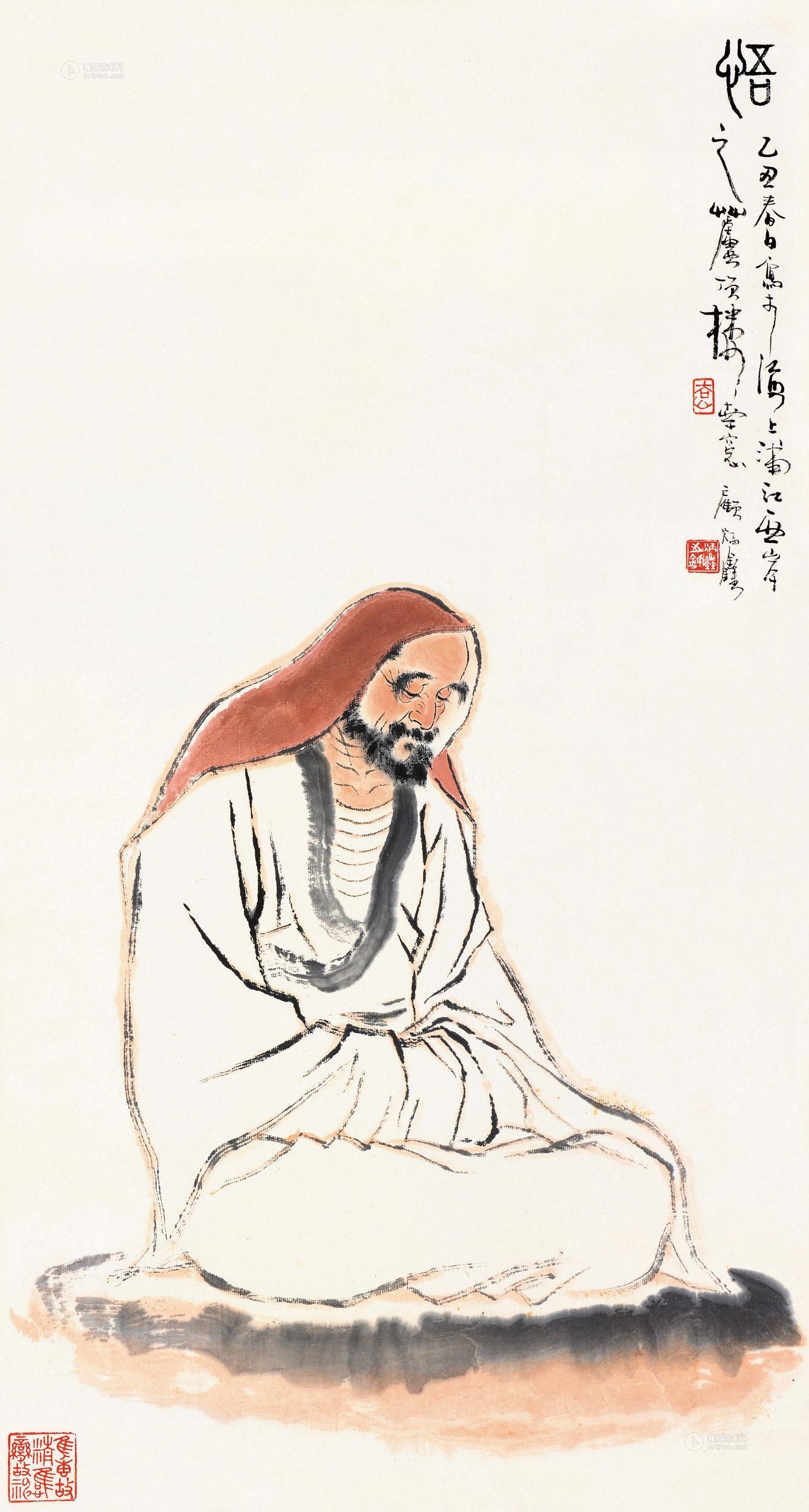 1337 乙丑(1985)年作 达摩图 立轴 设色纸本
