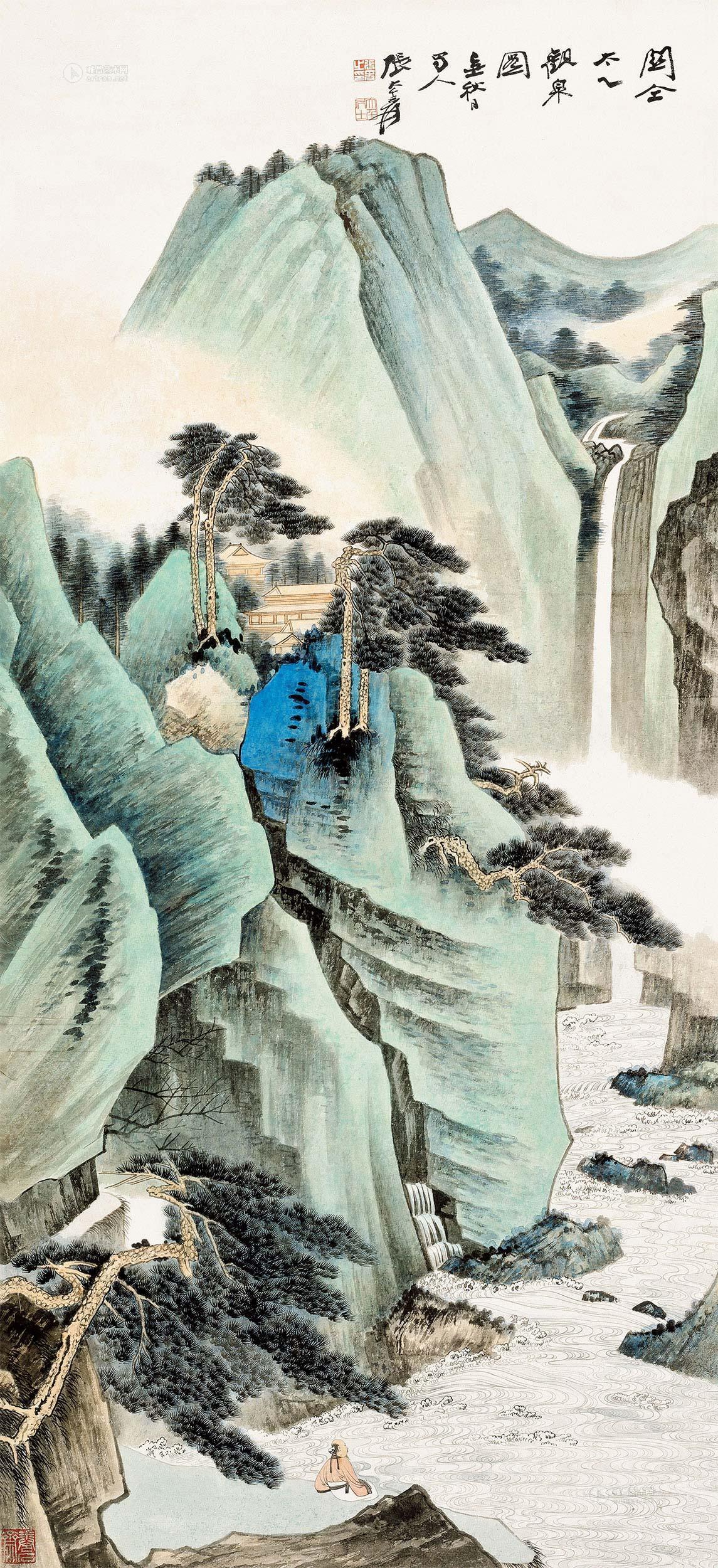 【关仝太乙观泉图 立轴 设色纸本】拍卖品_图片_价格_鉴赏_绘画_雅昌