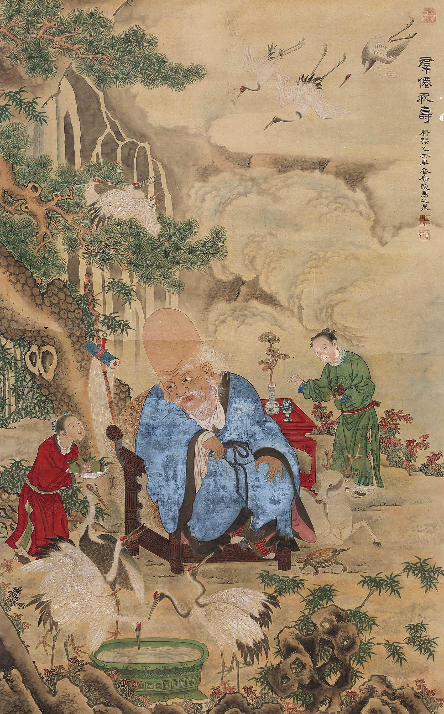*0719 群仙祝寿 立轴 设色纸本