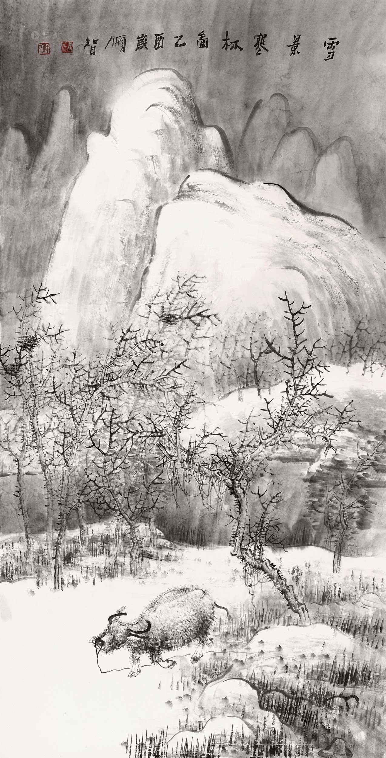 0430 雪景寒林 镜片 设色纸本