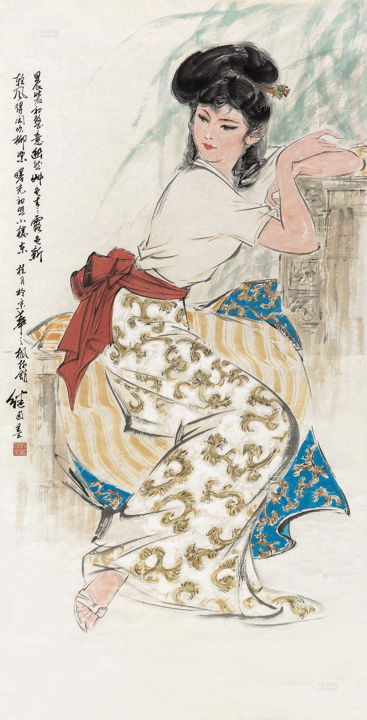 【仕女 镜心 设色纸本】拍卖品_图片_价格_鉴赏_绘画_雅昌艺术品拍卖