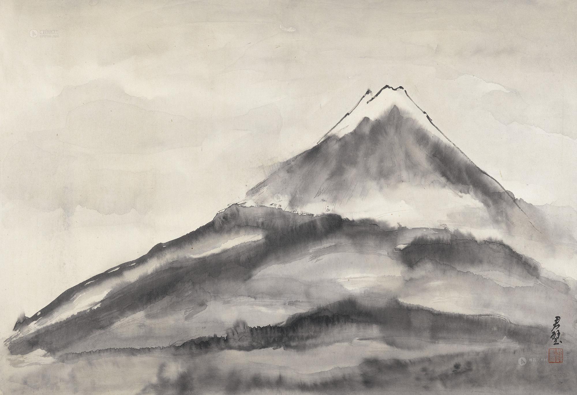 0146 富士山 镜心 水墨纸本