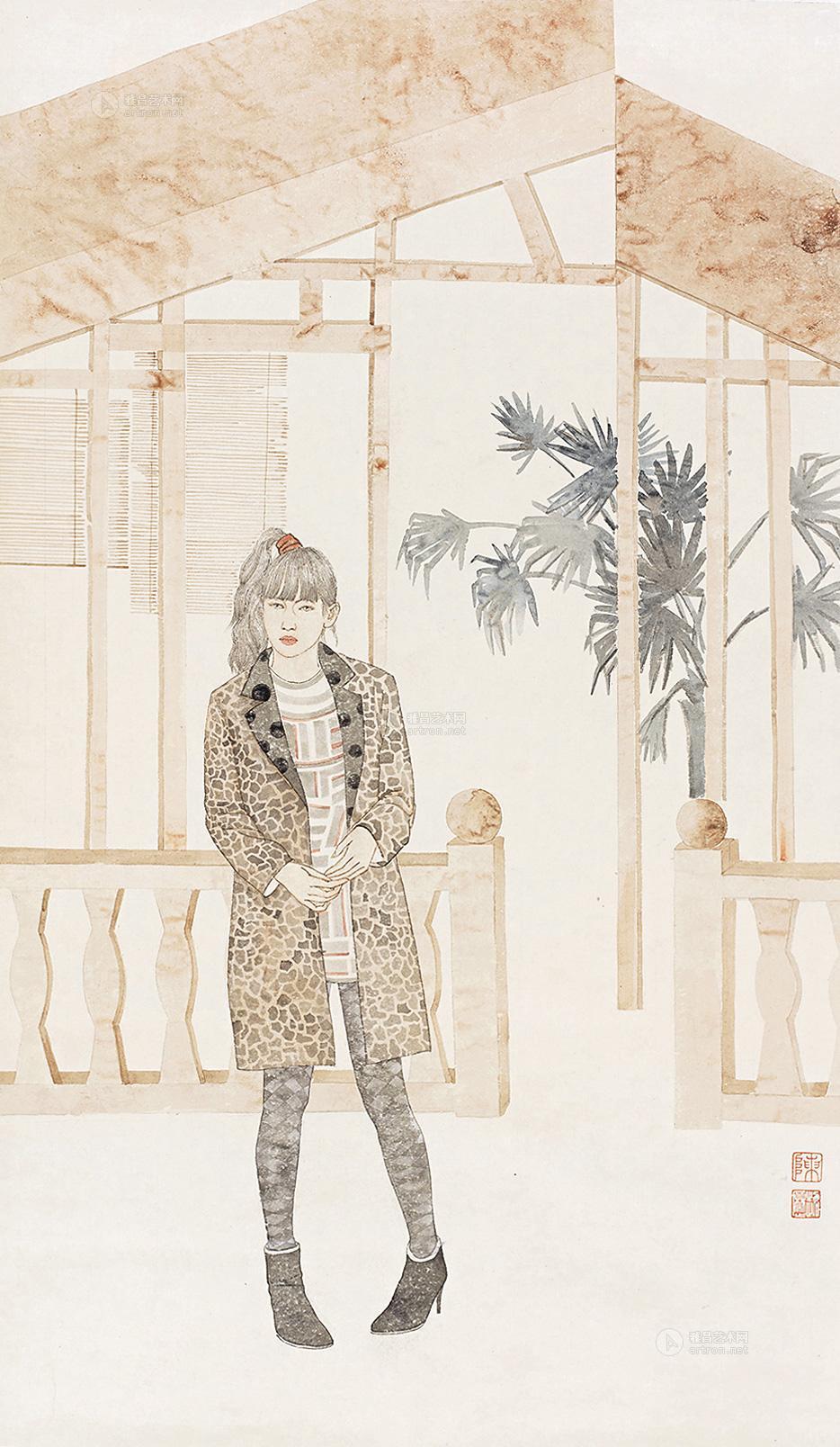 0074 初冬 镜片 设色纸本