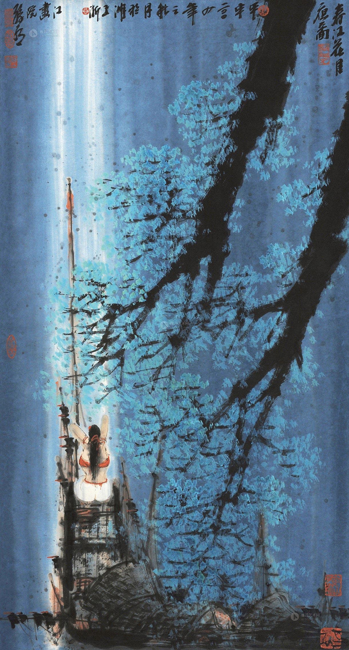 0456 2004年作 春江花月夜 镜片 设色纸本