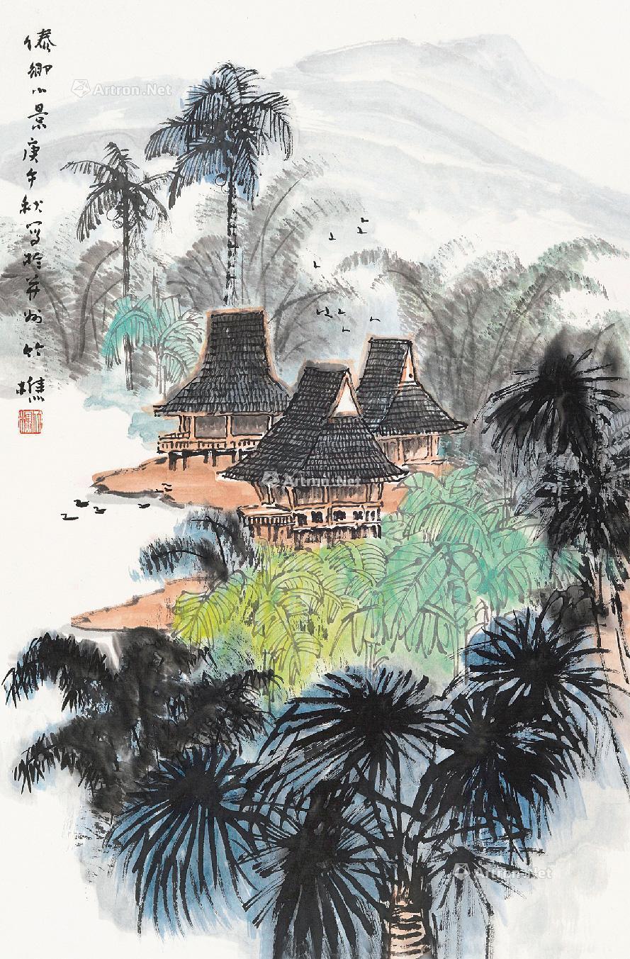 傣族风景绘画图片图片