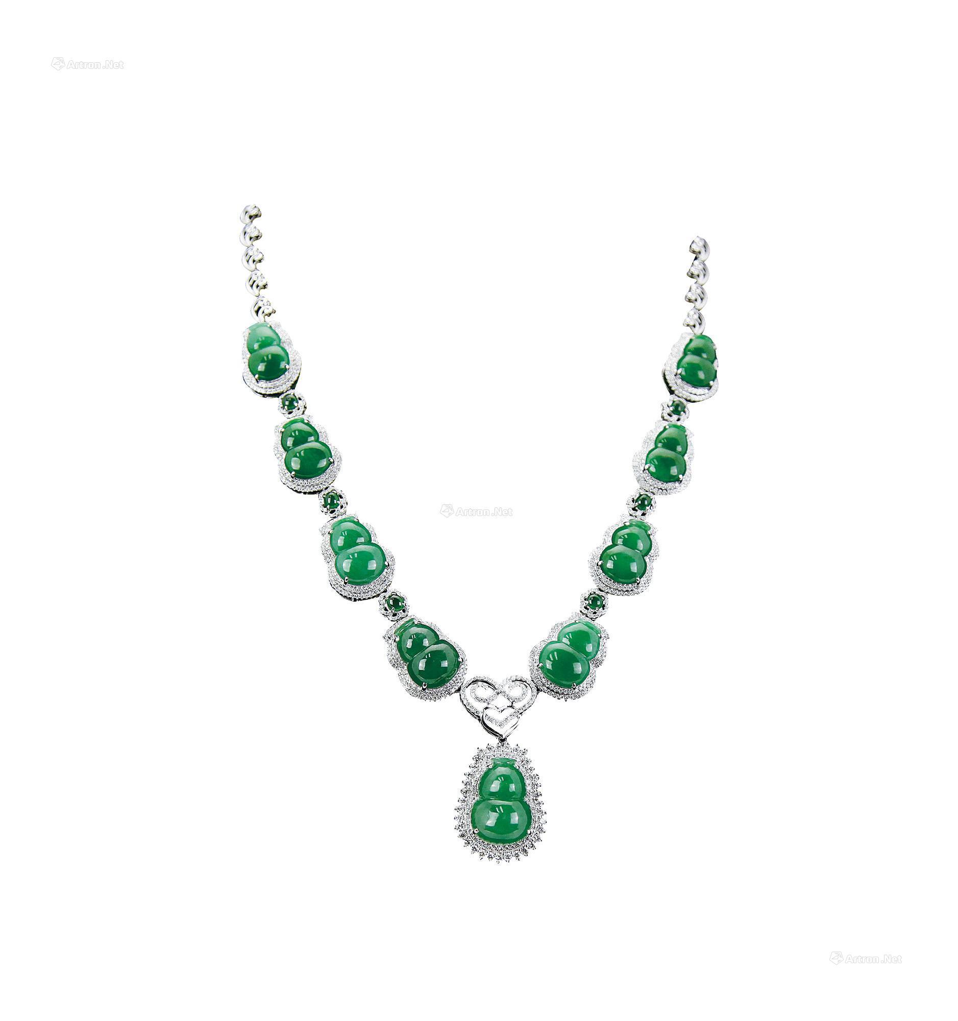 0179 18k镶钻翡翠葫芦晚装项链