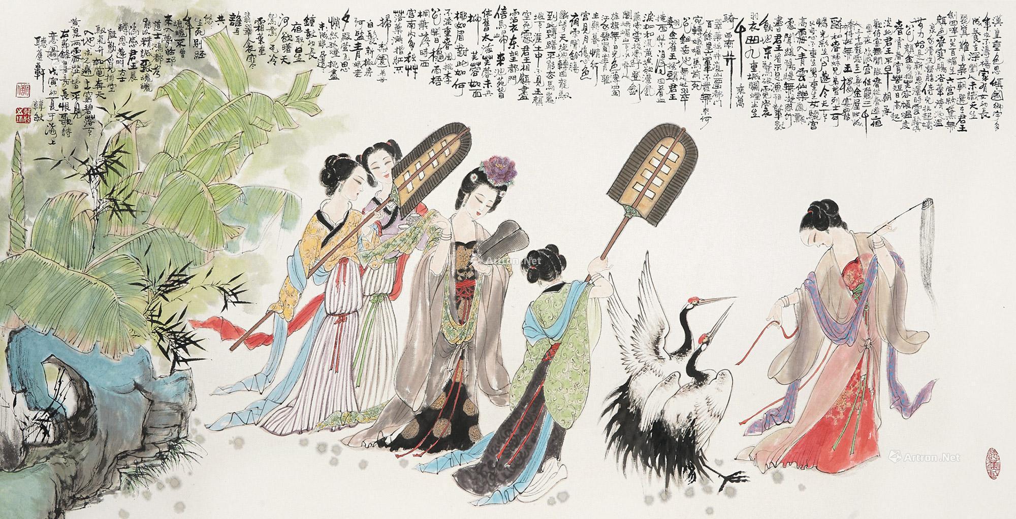 0880 1998年作 长恨歌题画诗意 镜片 设色纸本
