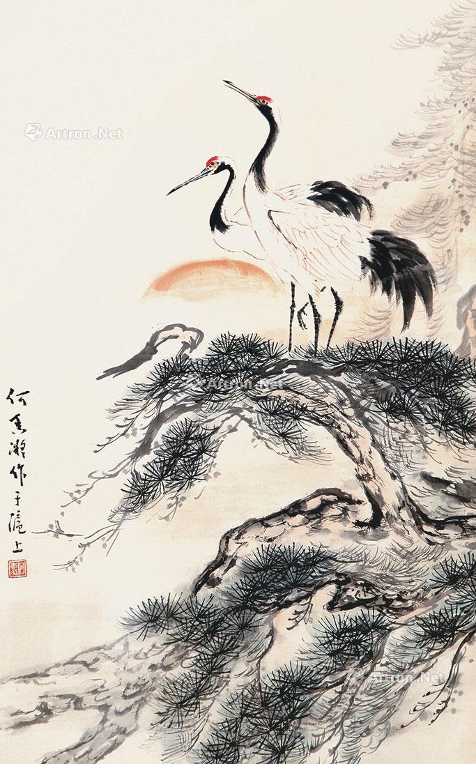 【松鹤图 镜框 纸本】拍卖品_图片_价格_鉴赏_绘画_雅昌艺术品拍卖网