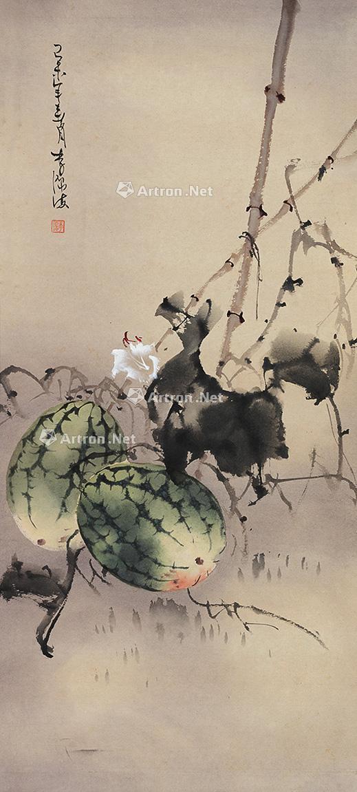 0122 西瓜 立轴 设色纸本