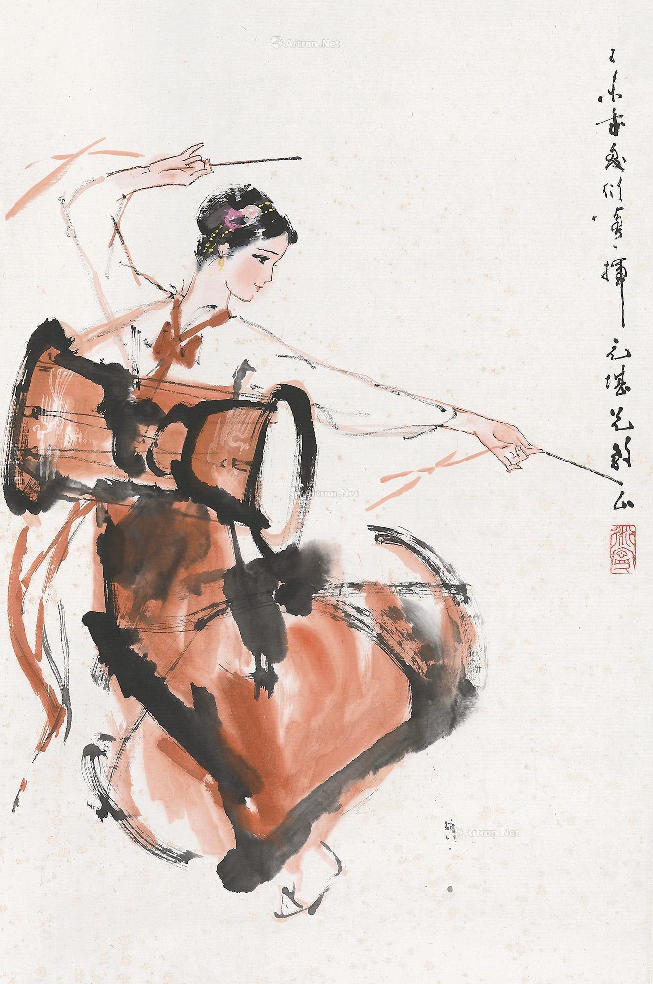 0401 1979年作 朝鲜舞少女 立轴 设色纸本