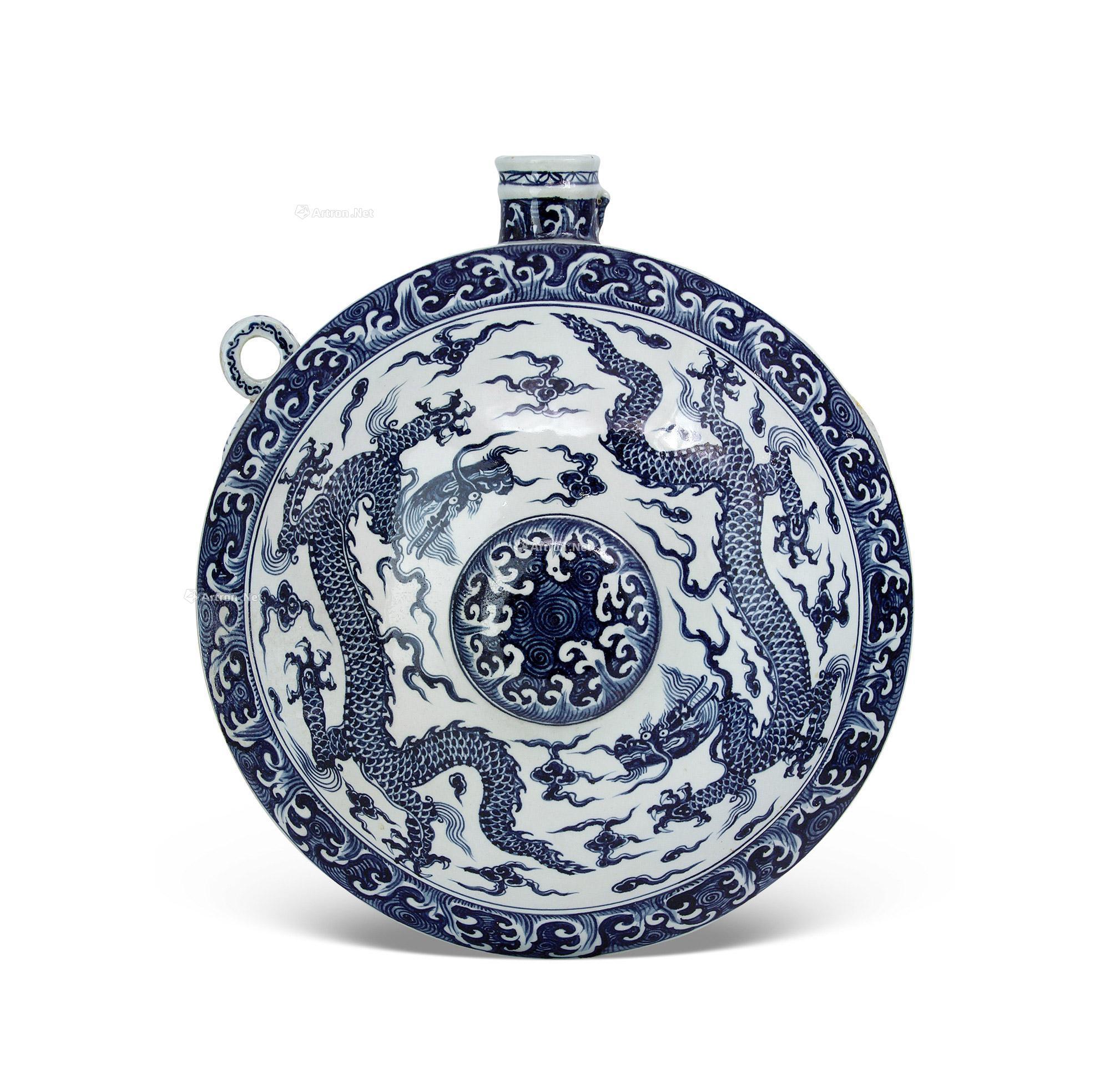 【明 青花云龙纹扁壶】拍卖品_图片_价格_鉴赏_明代青花瓷器_雅昌艺术