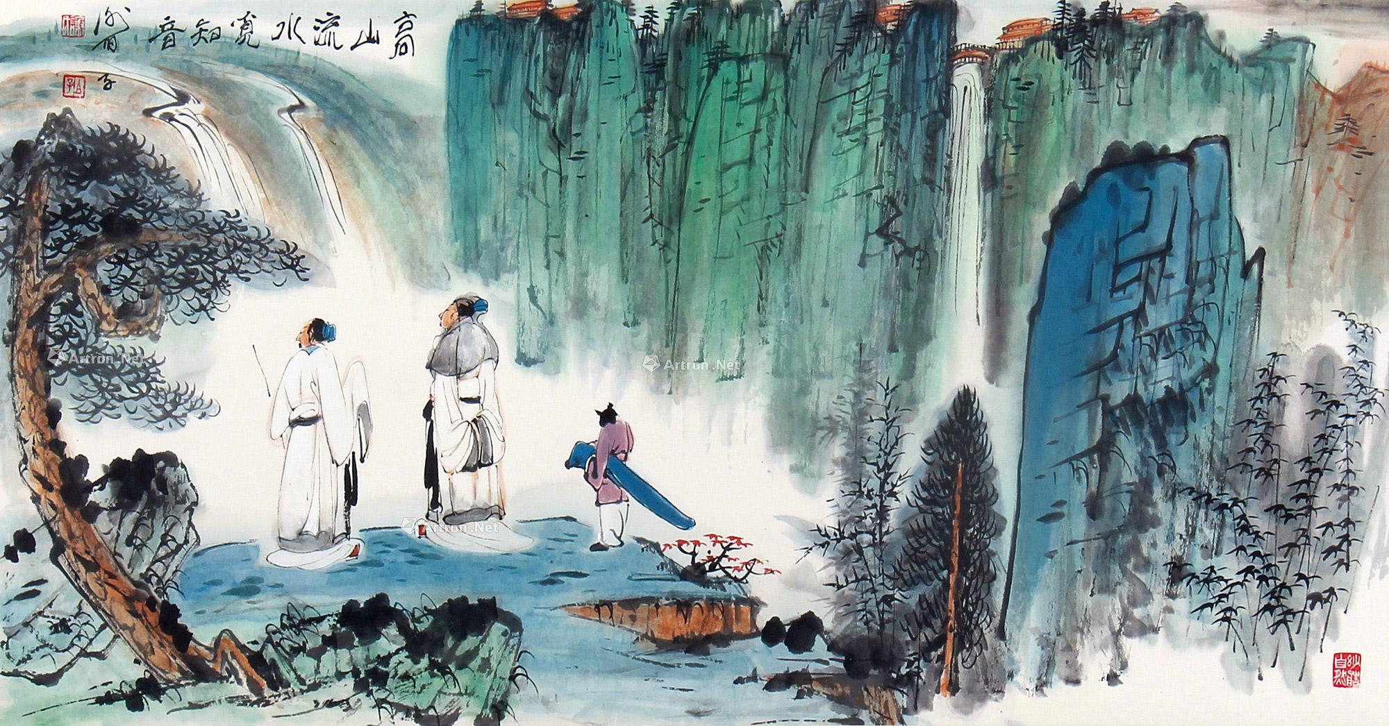 1142 高山流水觅知音 镜片 设色纸本