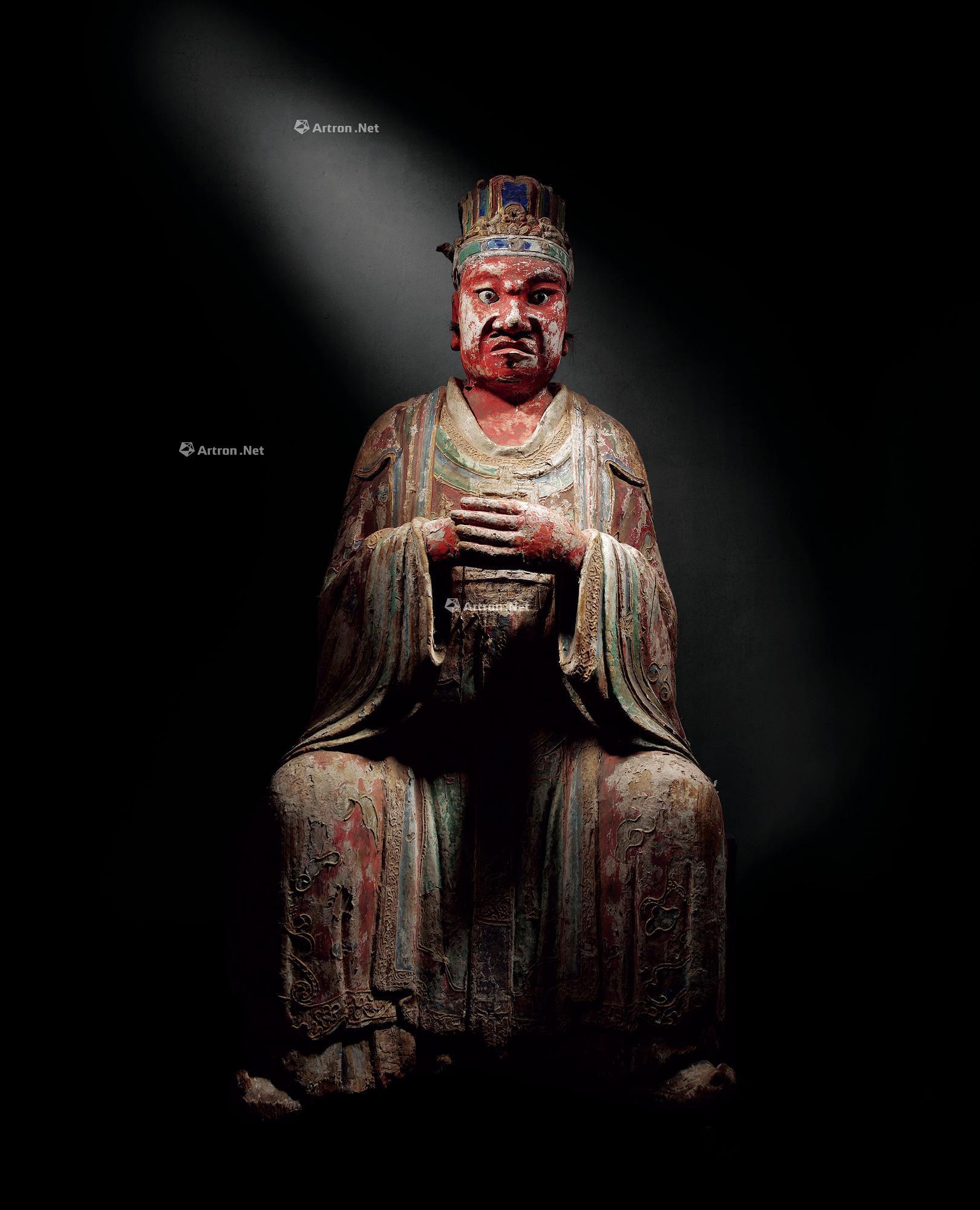 【明或明以前 木胎漆彩天官像】拍卖品_图片_价格