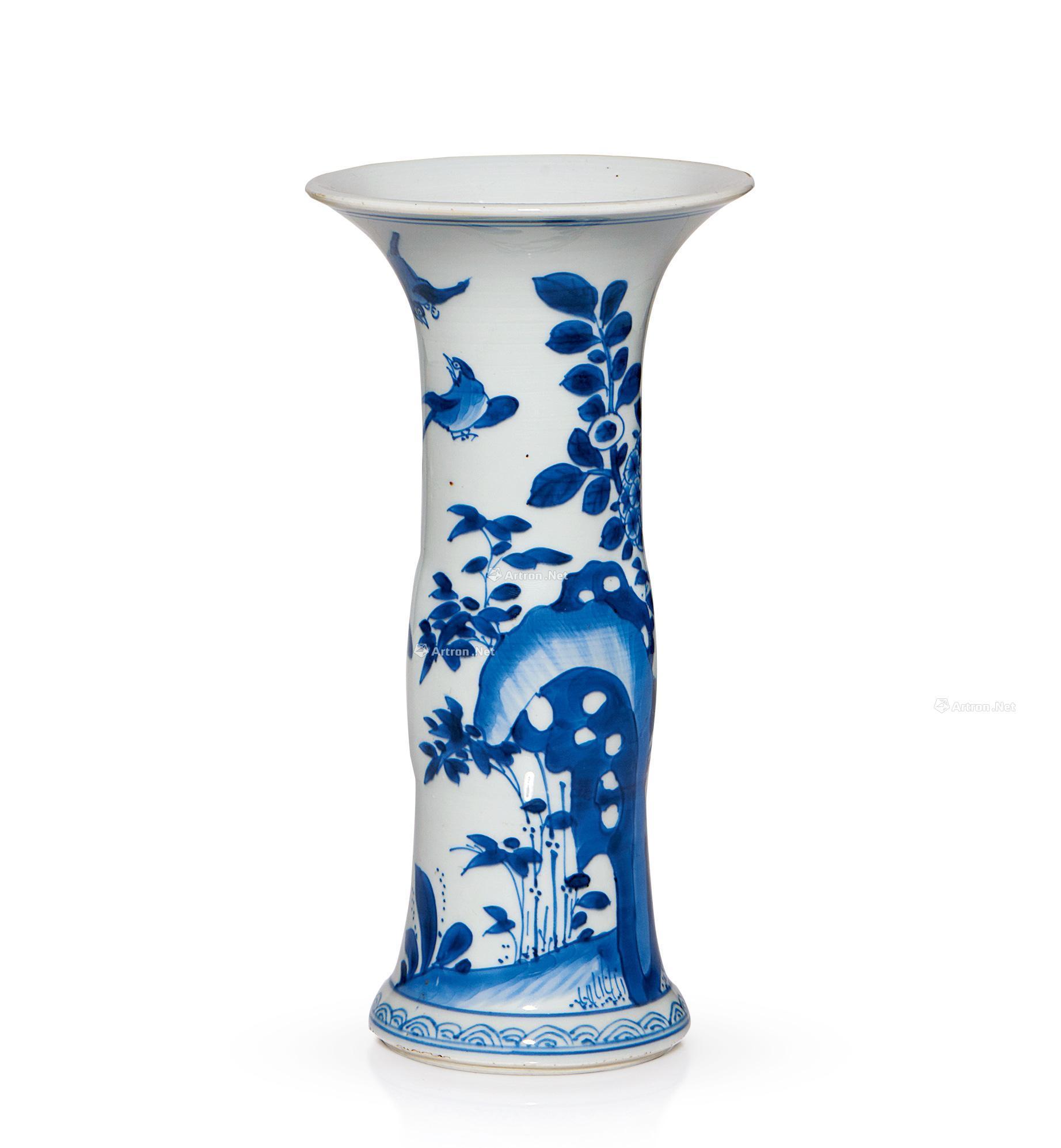 【清康熙 青花花卉花觚】拍卖品_图片_价格_鉴赏_清代青花瓷器_雅昌
