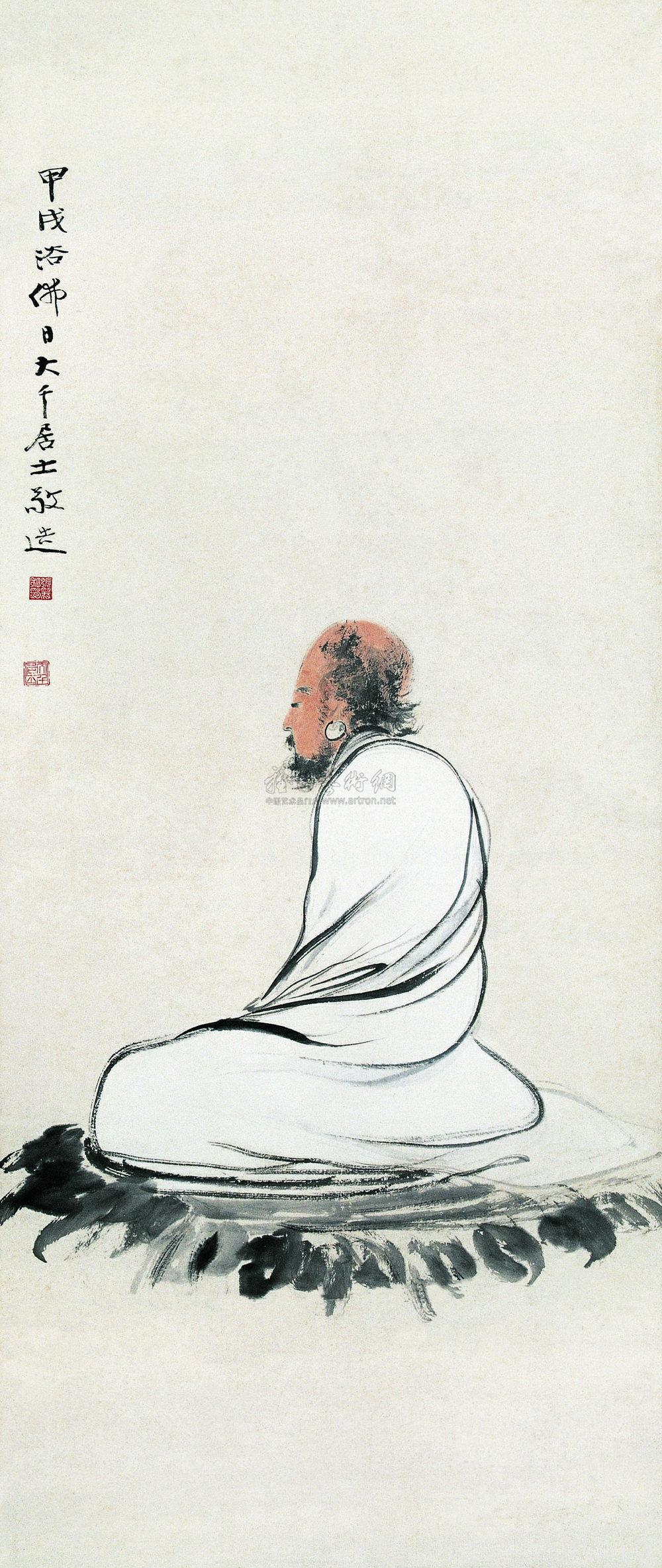0031 坐禅图 立轴 设色纸本