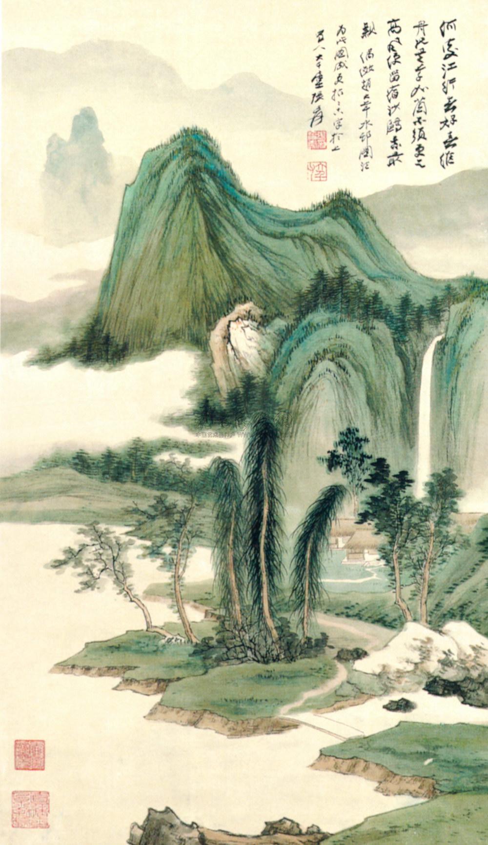 182 现代 仿赵大年水邨图 轴