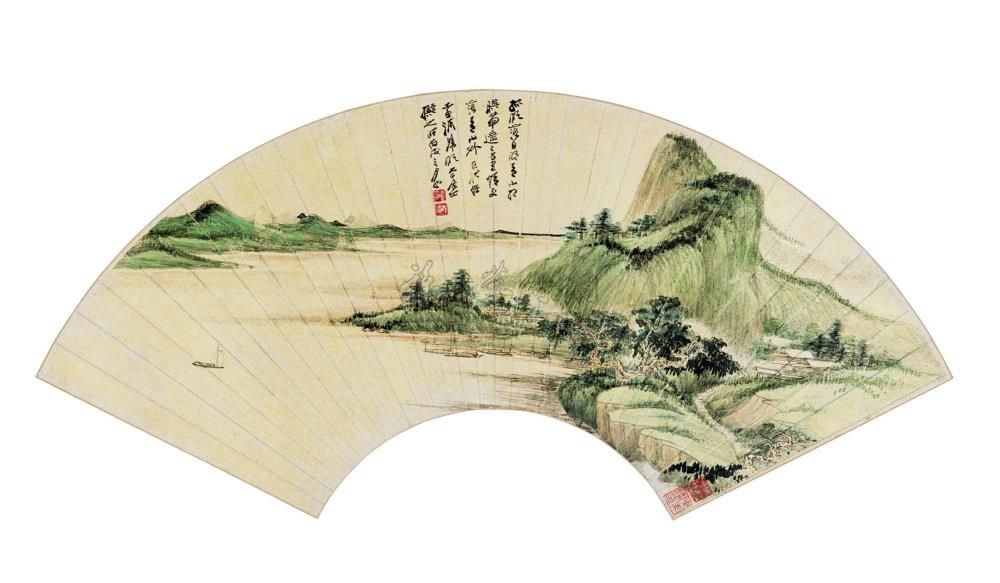 0228 丙戌(1946年)作 远浦归帆图 扇面 设色纸本