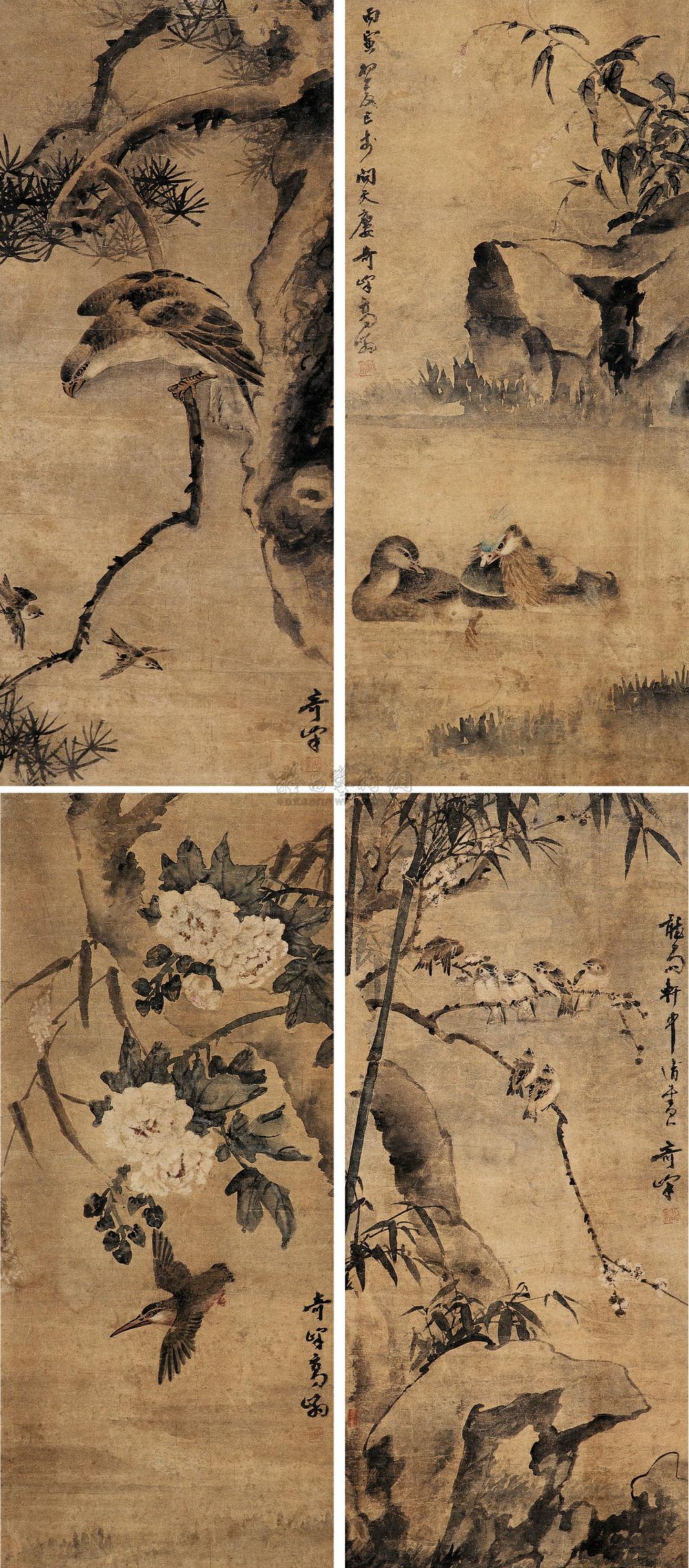 【 花鸟 四屏】拍卖品_图片_价格_鉴赏_绘画_雅昌艺术品拍卖网