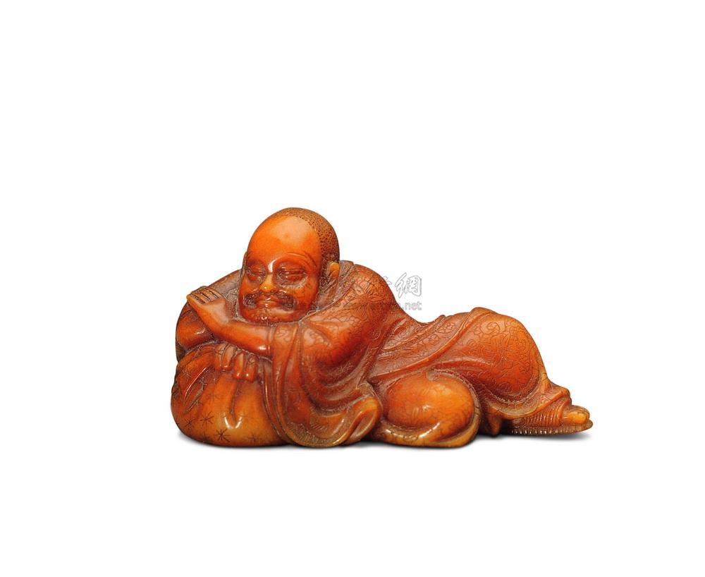 0122 清 黄寿山雕卧姿罗汉摆件 (一尊)