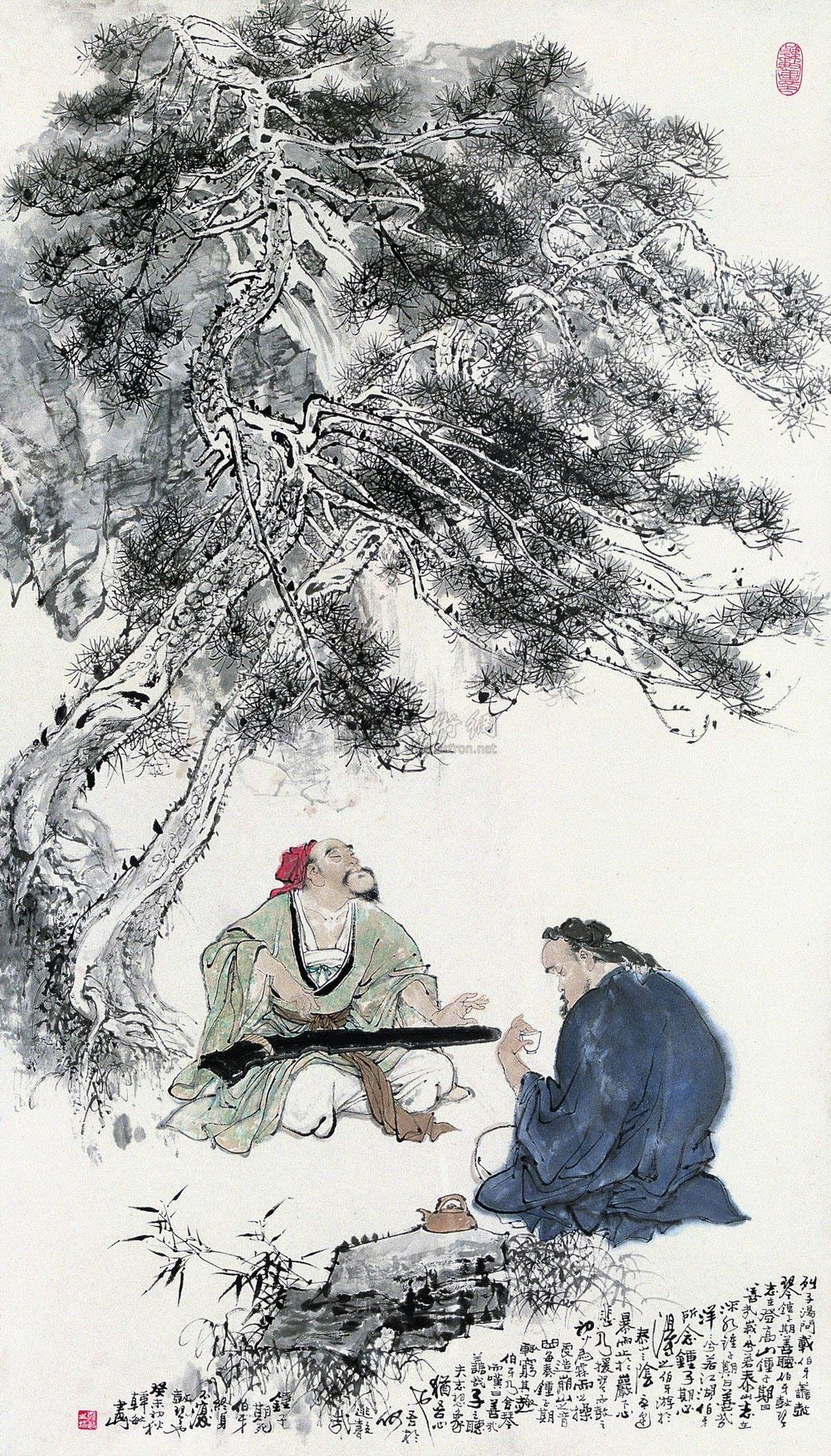 0599 2003年作 伯牙抚琴图 镜心 设色纸本