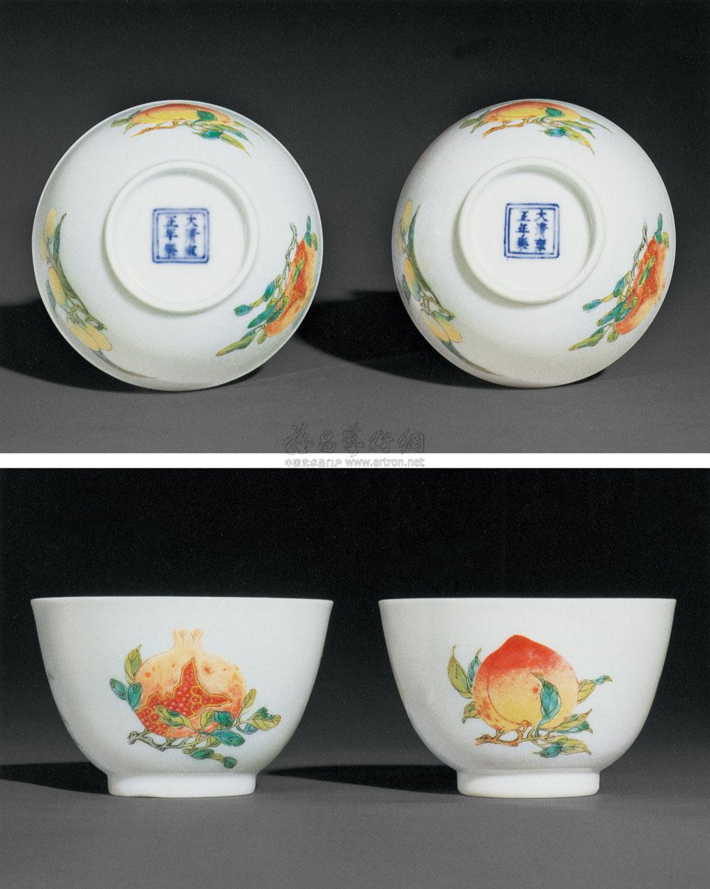 【清雍正 粉彩三多纹杯 (一对)】拍卖品_图片_价格_鉴赏_清代粉彩瓷器